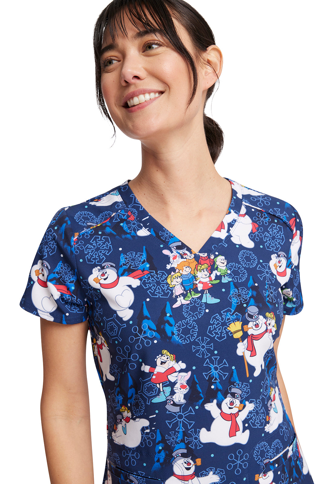 Women's V-Neck Top in Stay Frosty