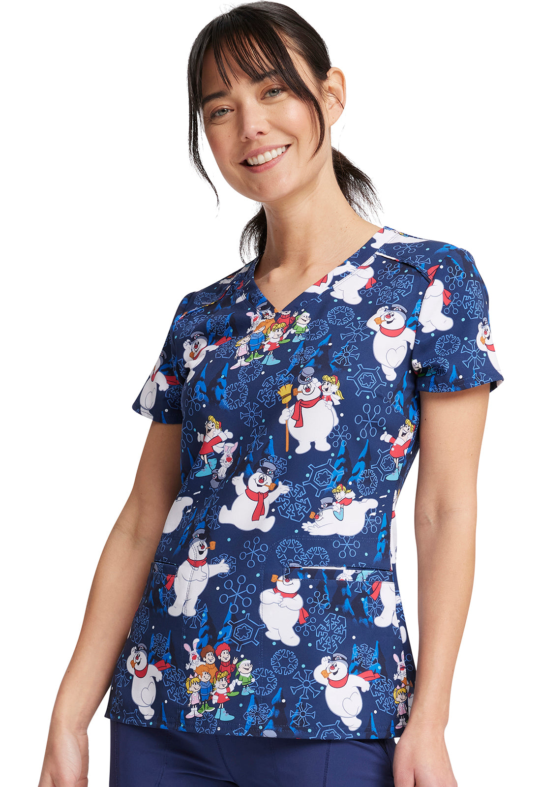 Women's V-Neck Top in Stay Frosty