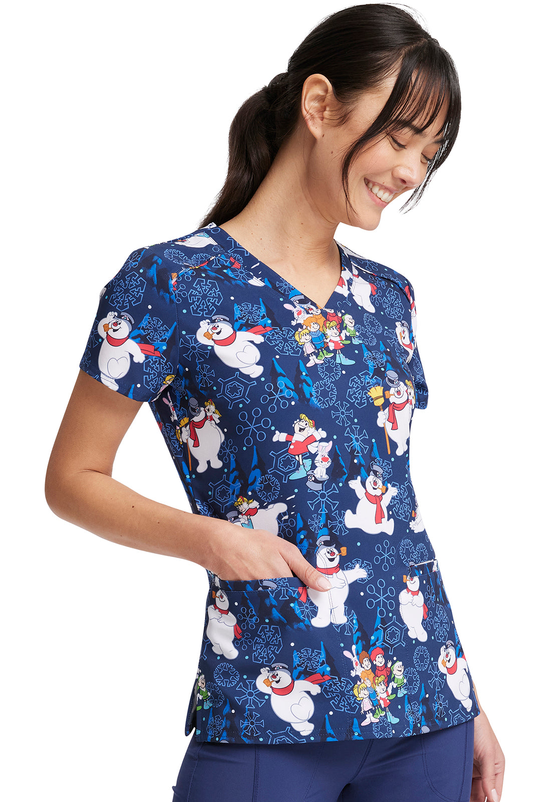 Women's V-Neck Top in Stay Frosty