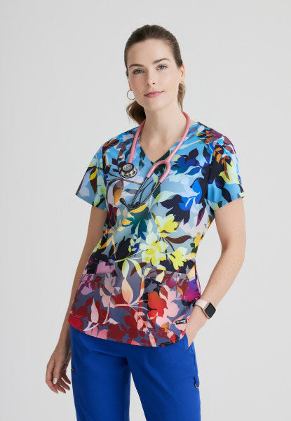 printed scrub top