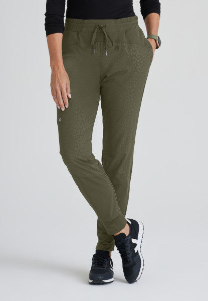 Women's BARCO ONE™ Boost Jogger *MYSTIC CHEETAH OLIVE* - BodyMoves Scrubs Boutique