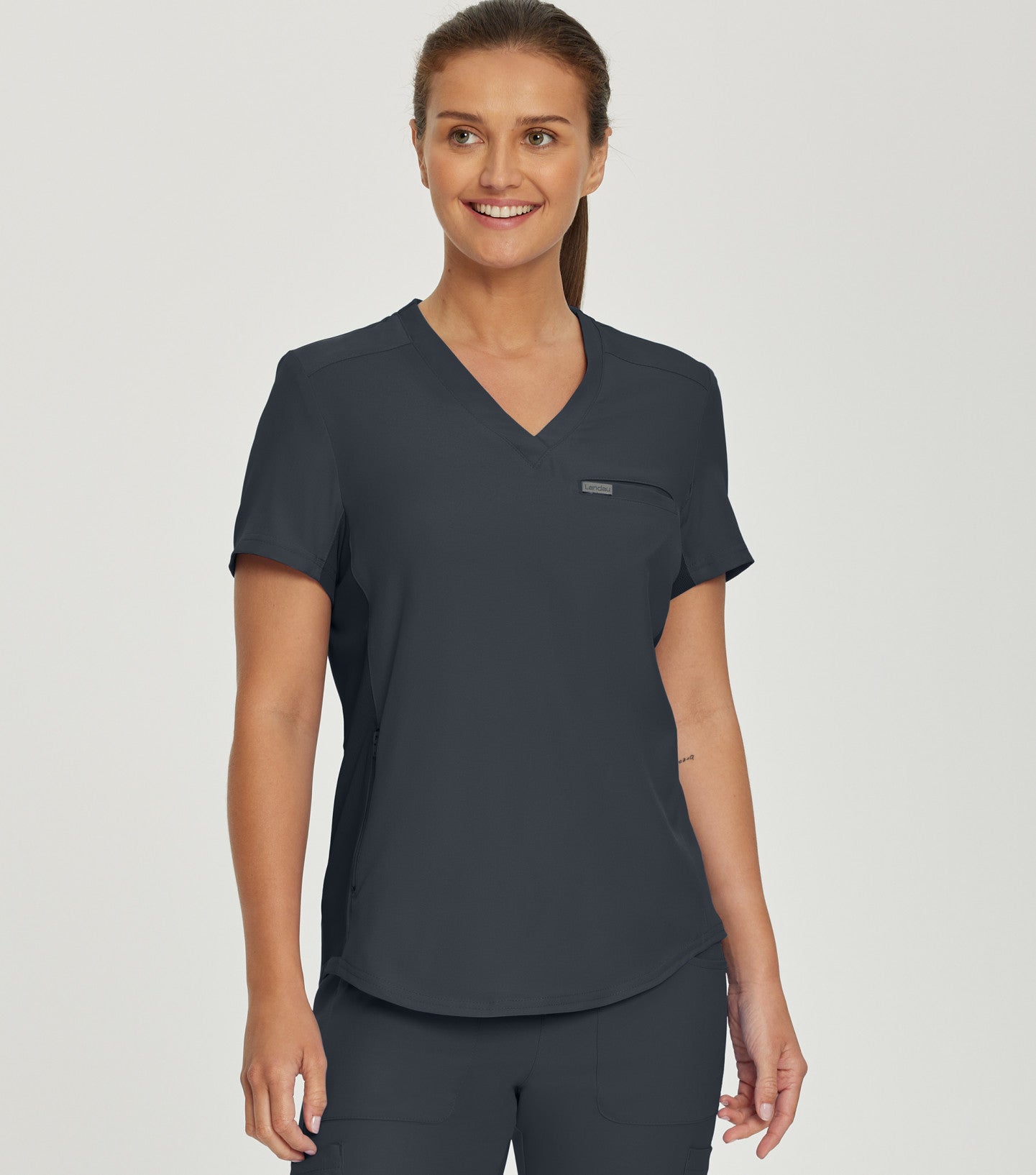 women's medical uniform tops, fashionable nurses uniforms, Women's Landau Forward 2-Pocket V-Neck Scrub Top