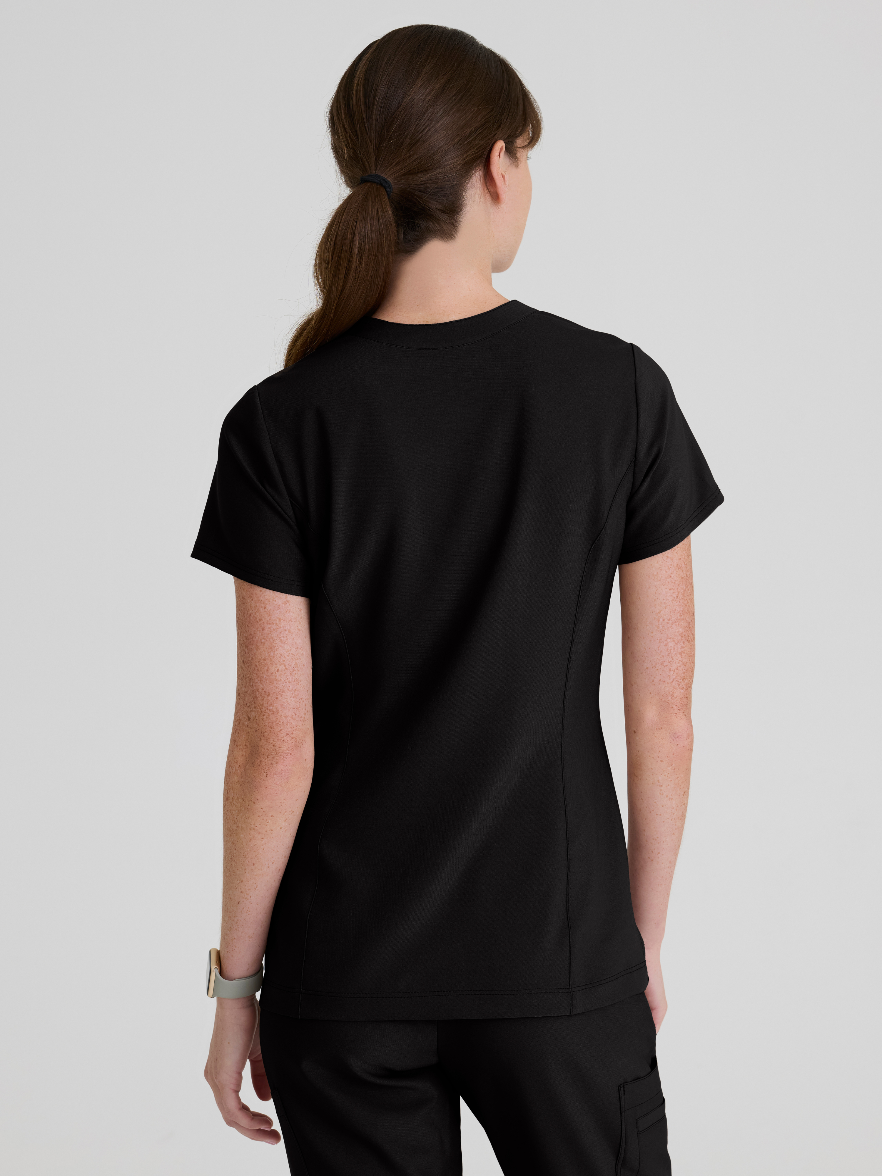 Sky 2-Pocket Banded Notched Neck Top Grey's Anatomy™ by BARCO® Evolve