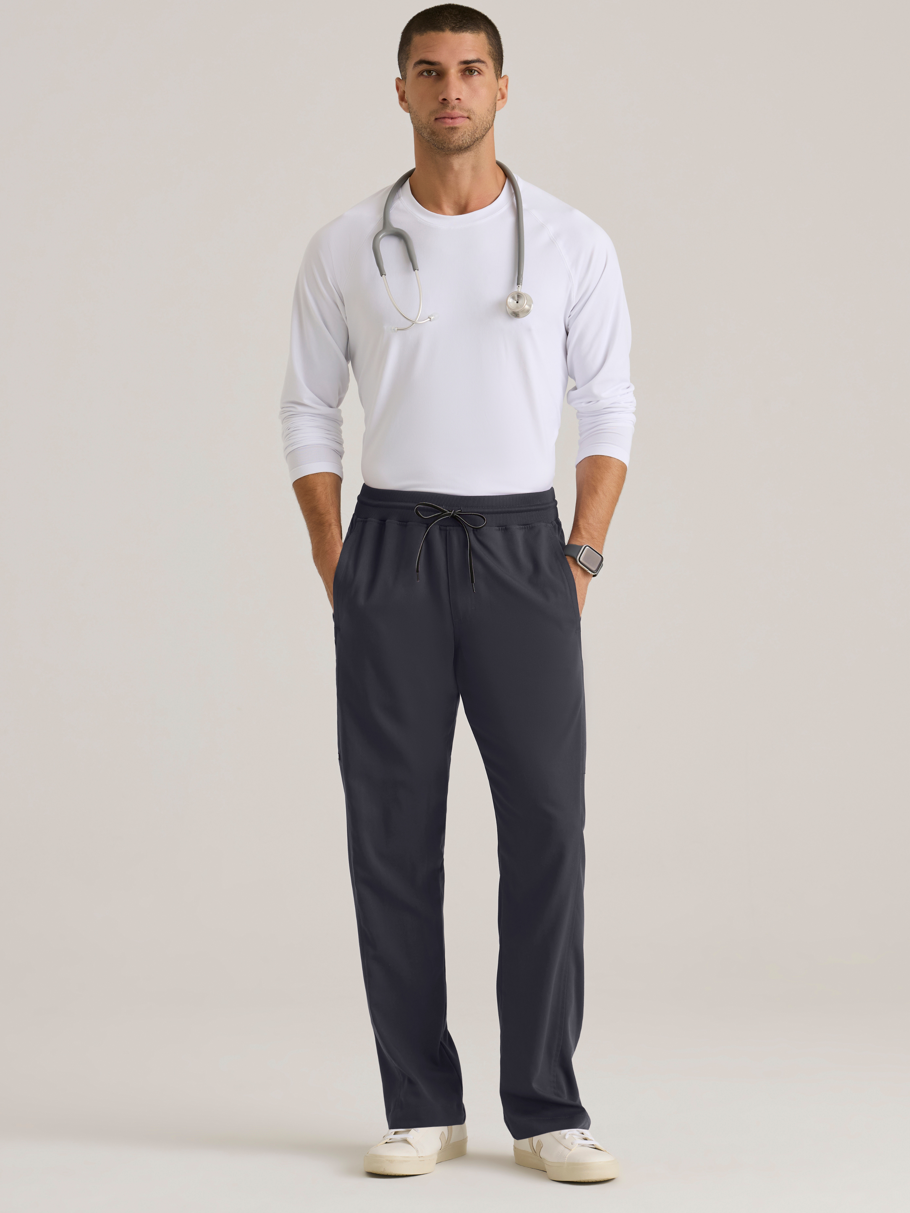 Hudson Straight Leg Drawcord Pant Grey's Anatomy™ by BARCO® Spandex Stretch