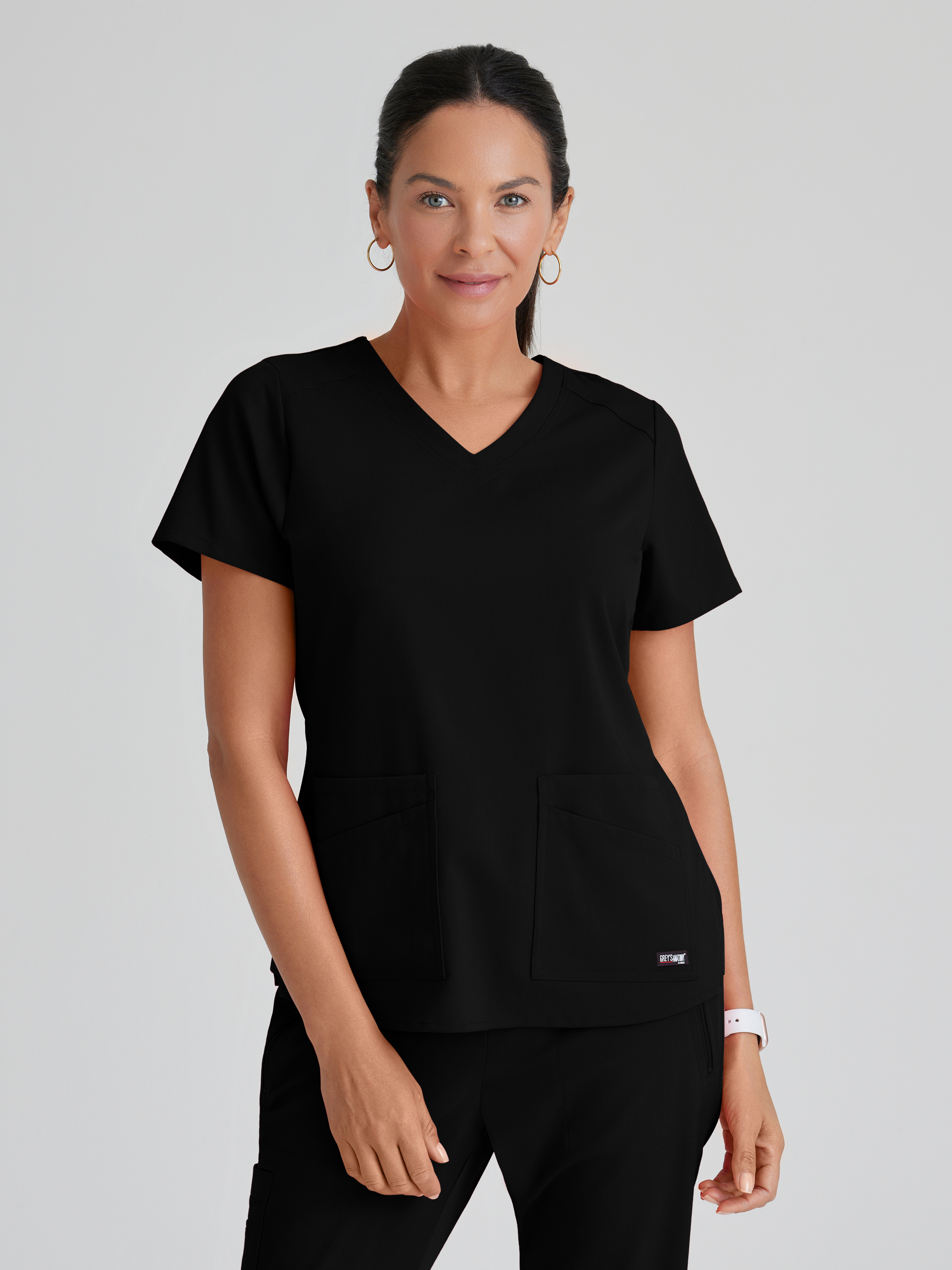 Emma 4-Pocket V-Neck Scrub Top Grey's Anatomy™ by BARCO® Spandex Stretch