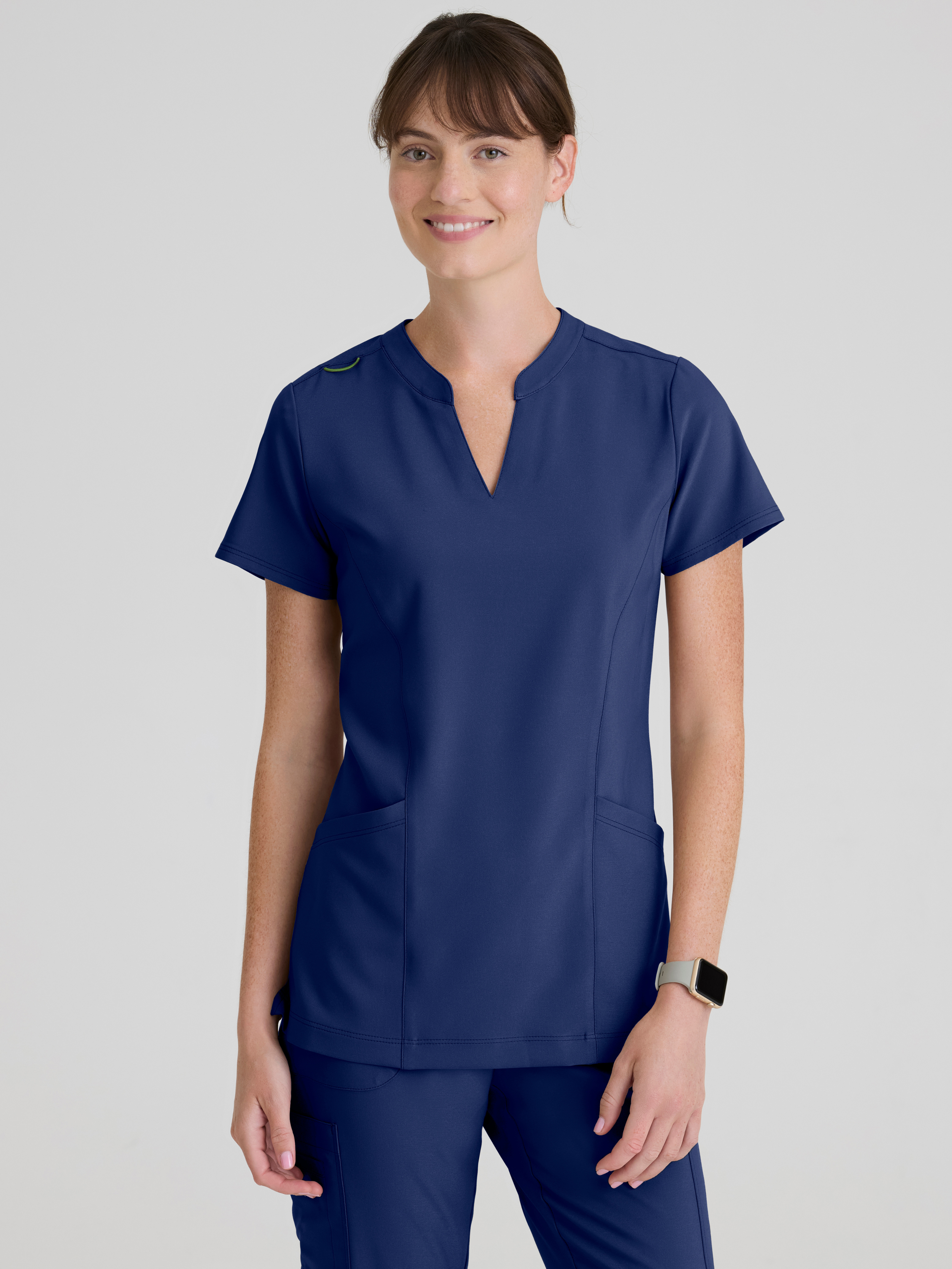 Sky 2-Pocket Banded Notched Neck Top Grey's Anatomy™ by BARCO® Evolve