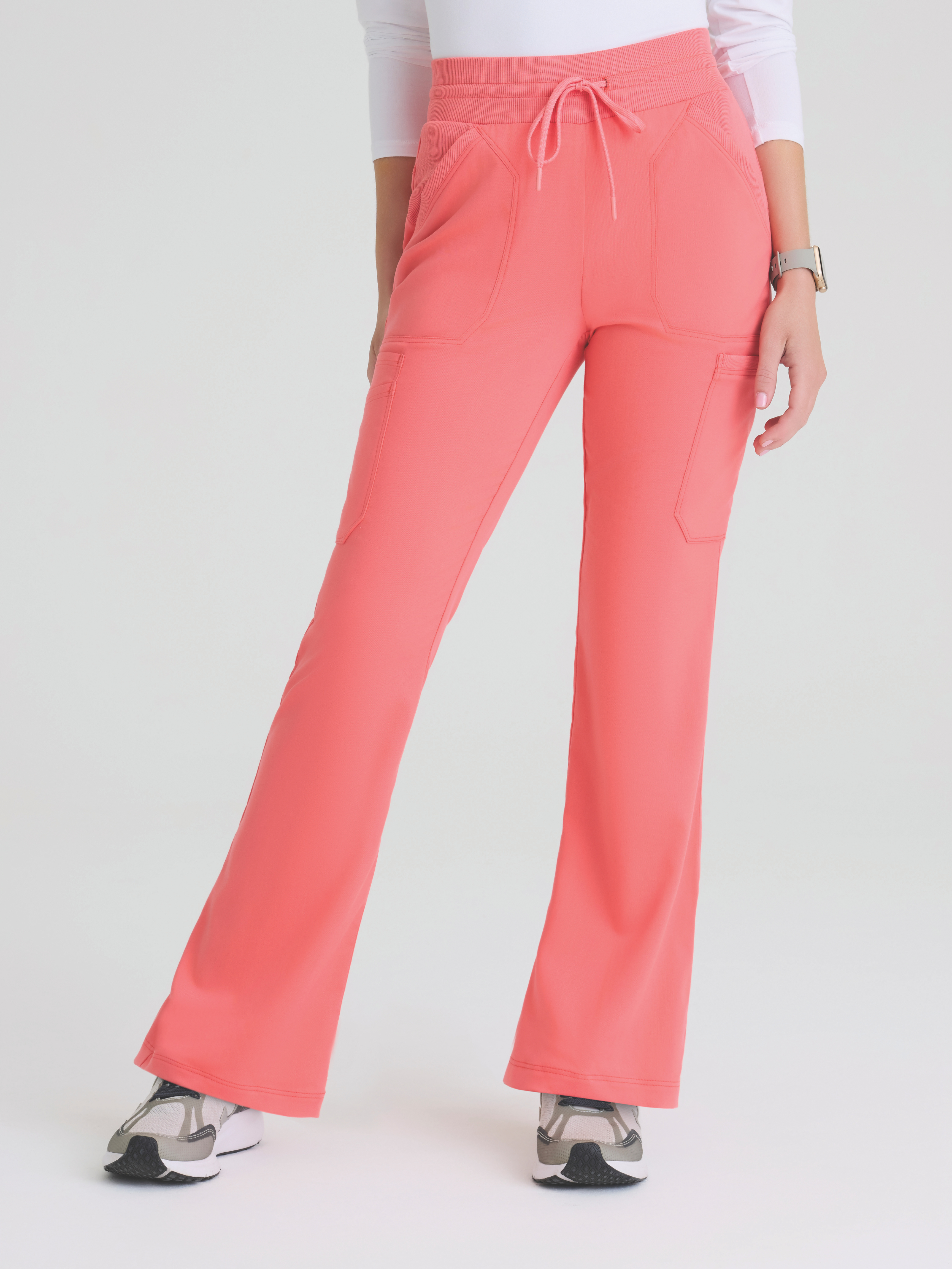 Kristi 7-Pocket Knit Waistband Fit & Flare Pant Grey's Anatomy™ by BARCO® Spandex Stretch