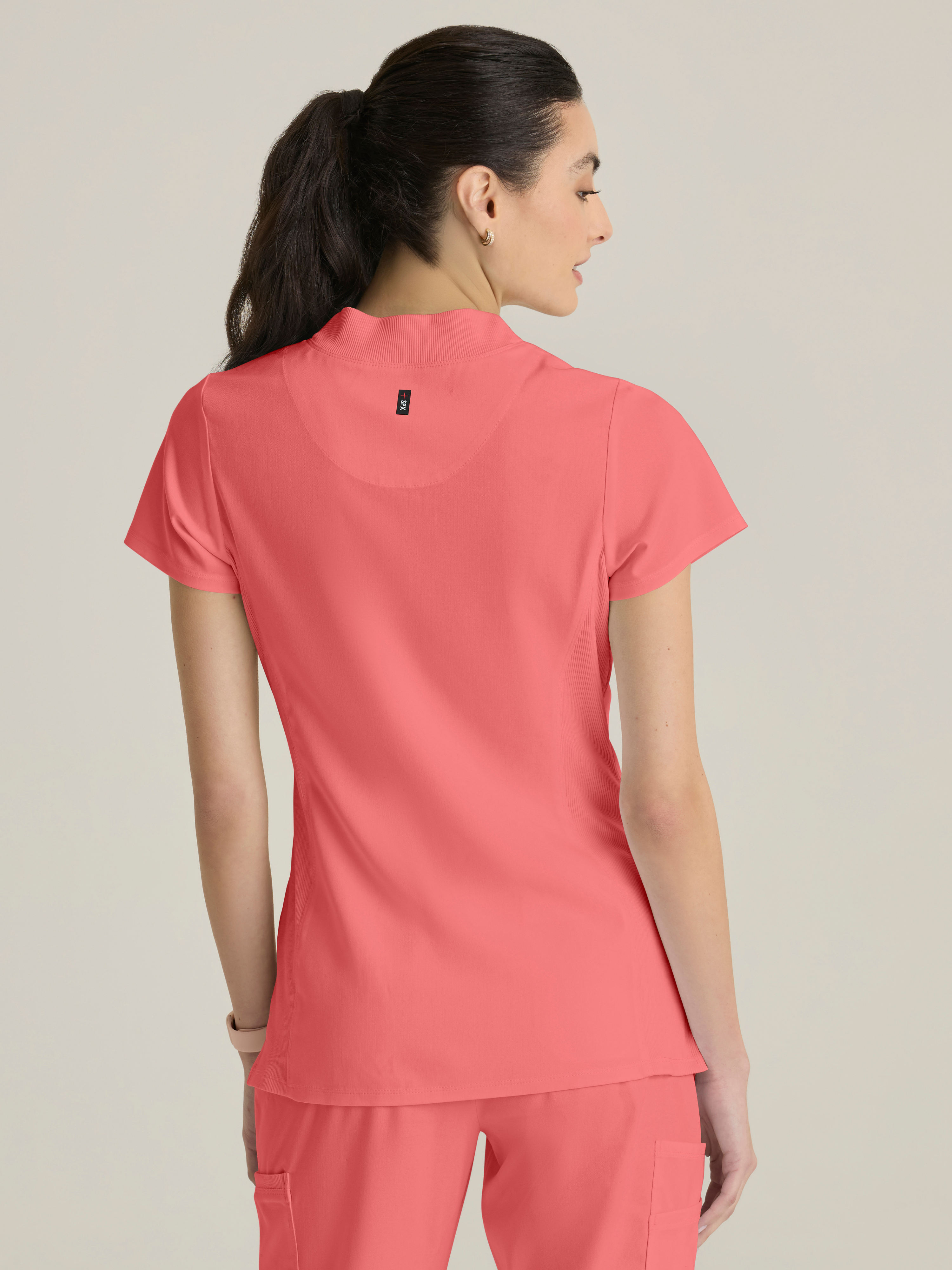 Kristi 2-Pocket Knit Micro-Funnel Top Grey's Anatomy™ by BARCO® Spandex Stretch