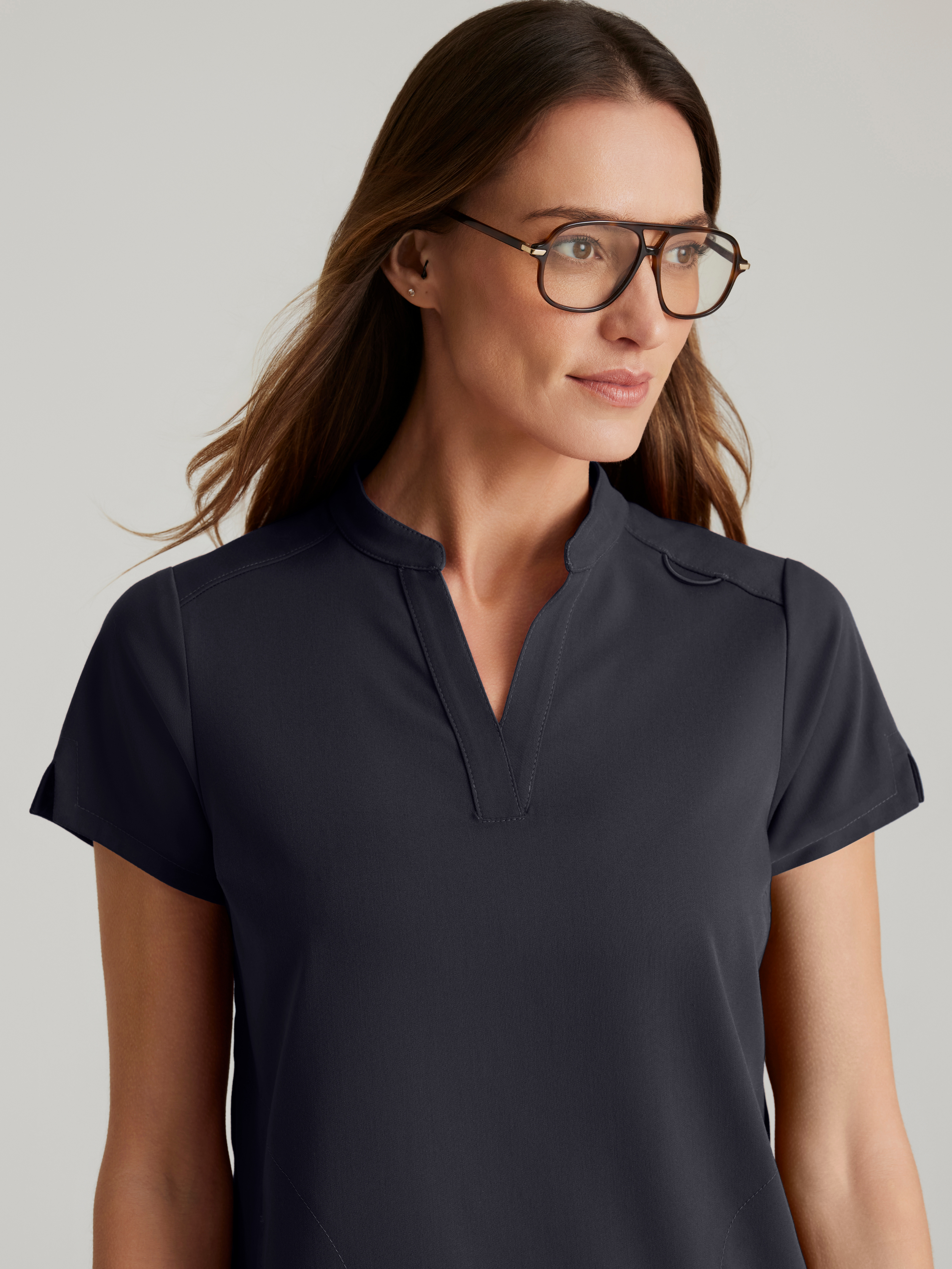 Avery 2-Pocket Banded Collar Top Grey's Anatomy™ by BARCO® Spandex Stretch