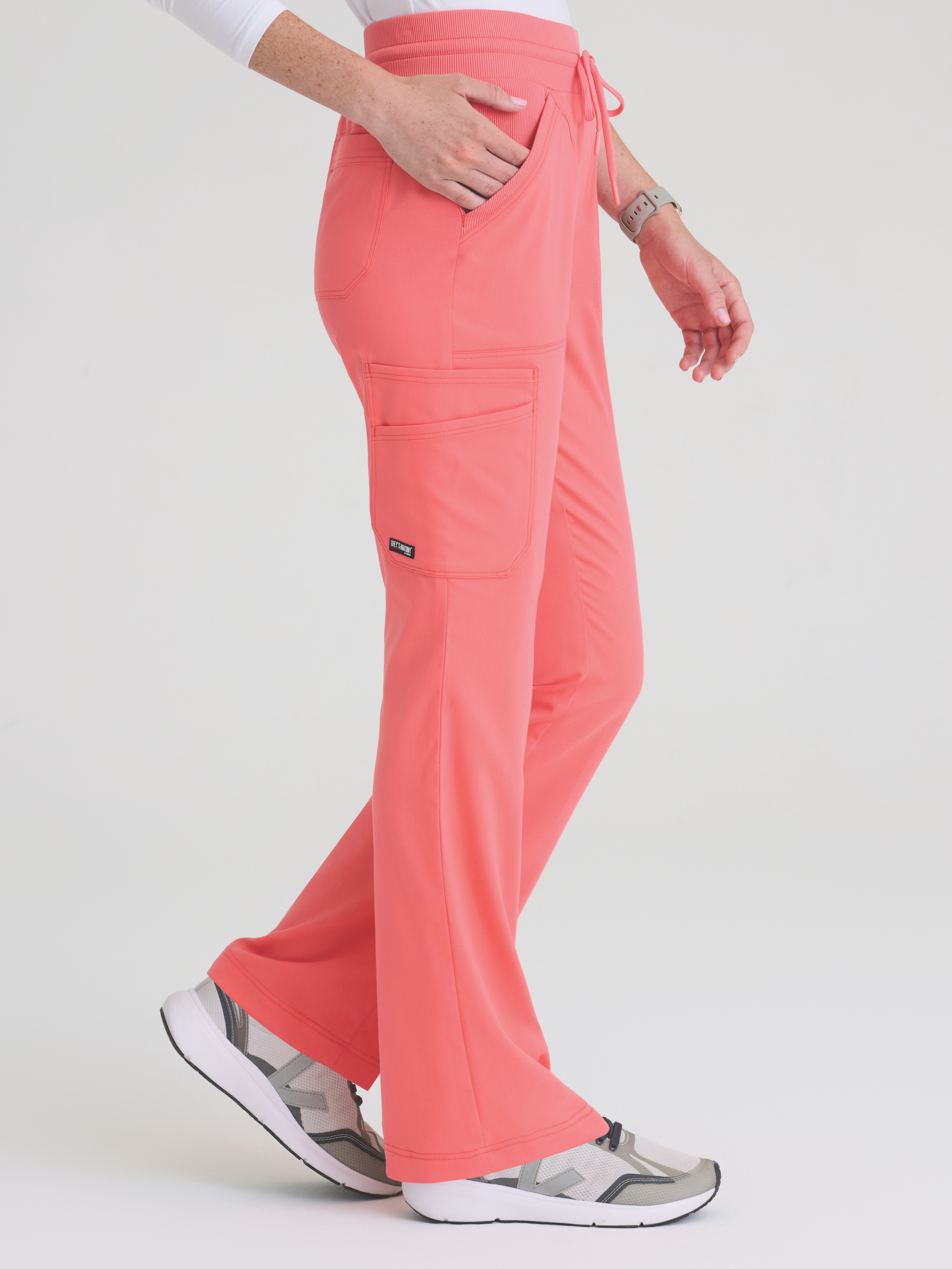 Kristi 7-Pocket Knit Waistband Fit & Flare Pant Grey's Anatomy™ by BARCO® Spandex Stretch