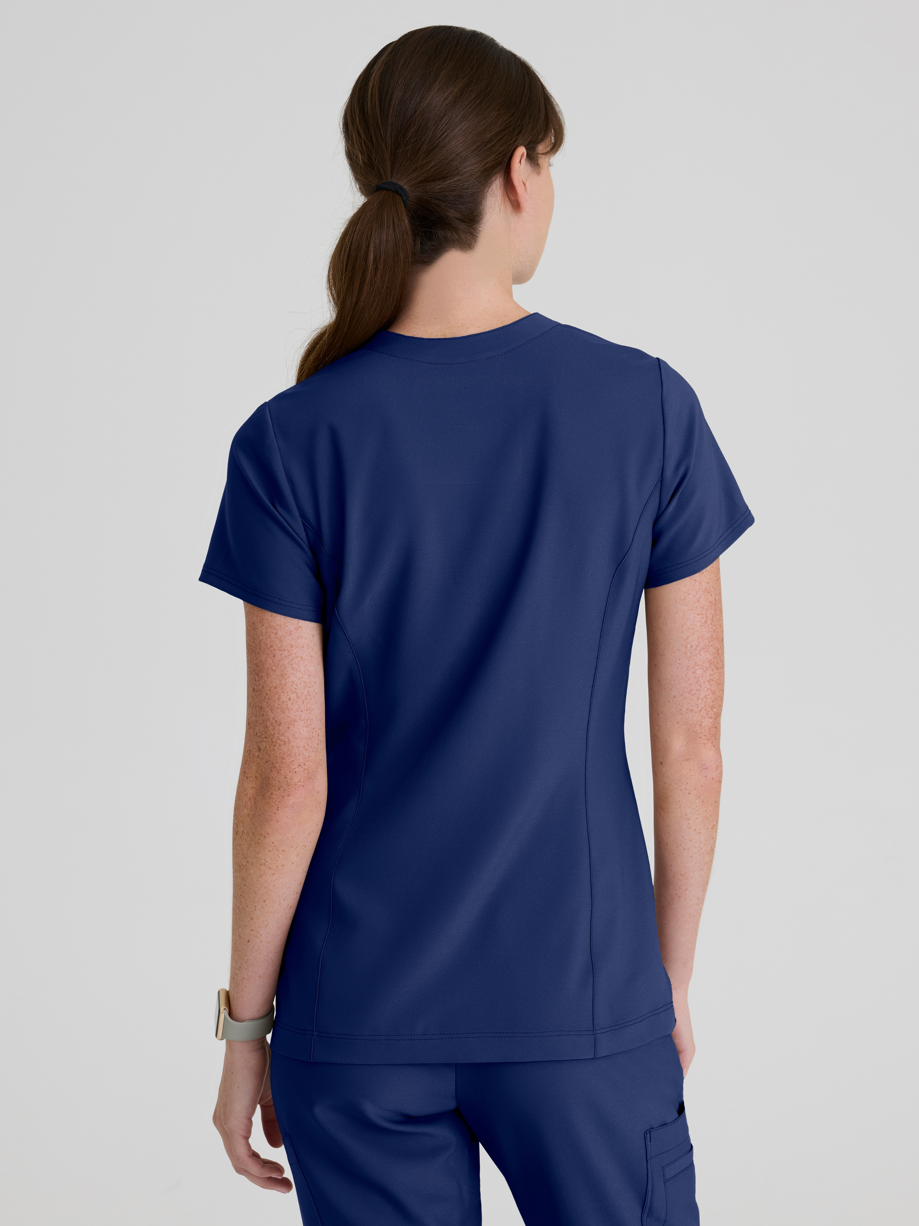Sky 2-Pocket Banded Notched Neck Top Grey's Anatomy™ by BARCO® Evolve