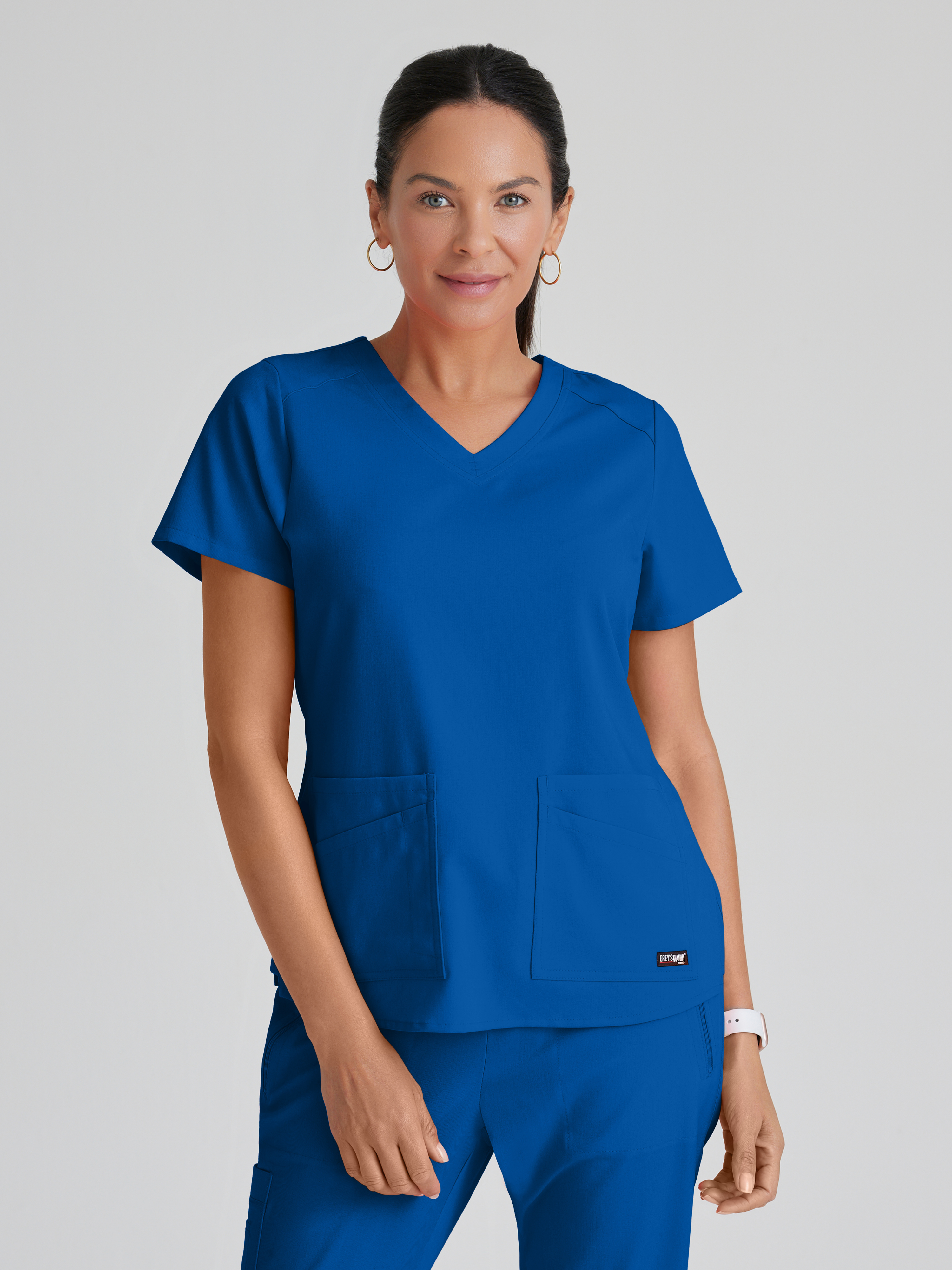Emma 4-Pocket V-Neck Scrub Top Grey's Anatomy™ by BARCO® Spandex Stretch