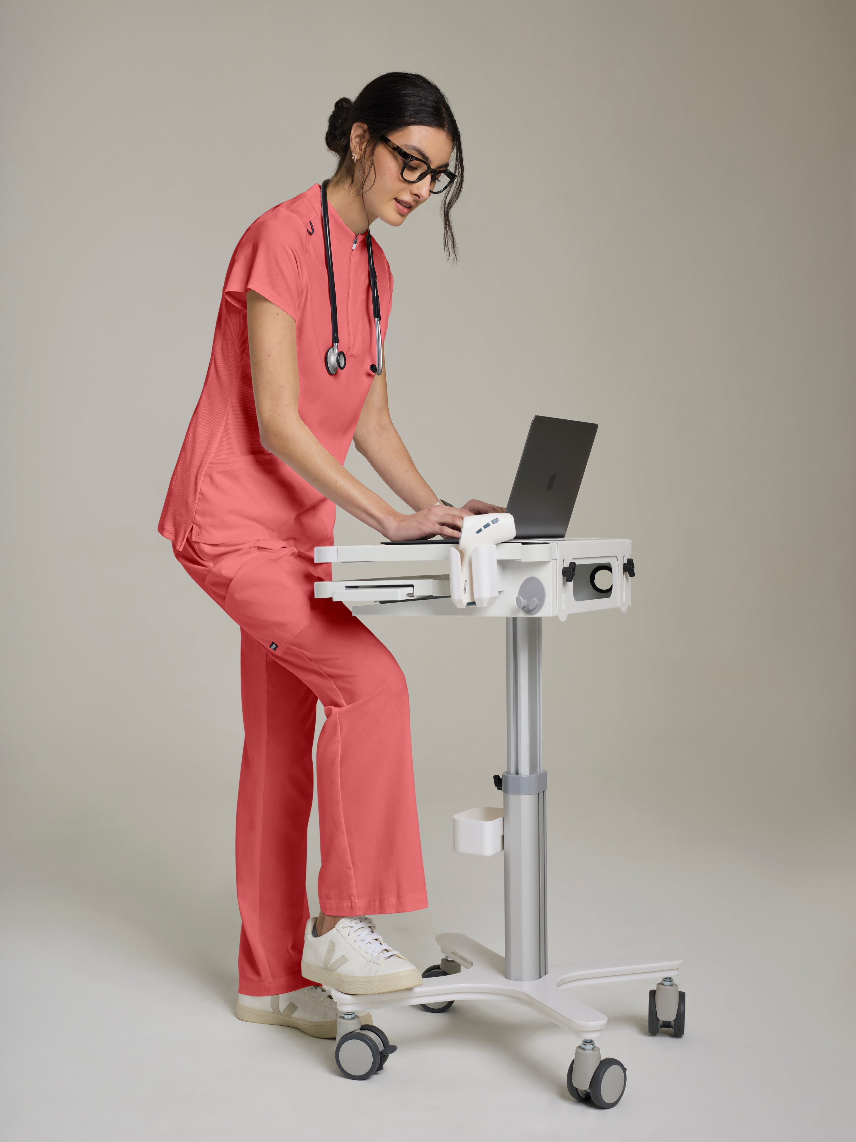 Kristi 7-Pocket Knit Waistband Fit & Flare Pant Grey's Anatomy™ by BARCO® Spandex Stretch