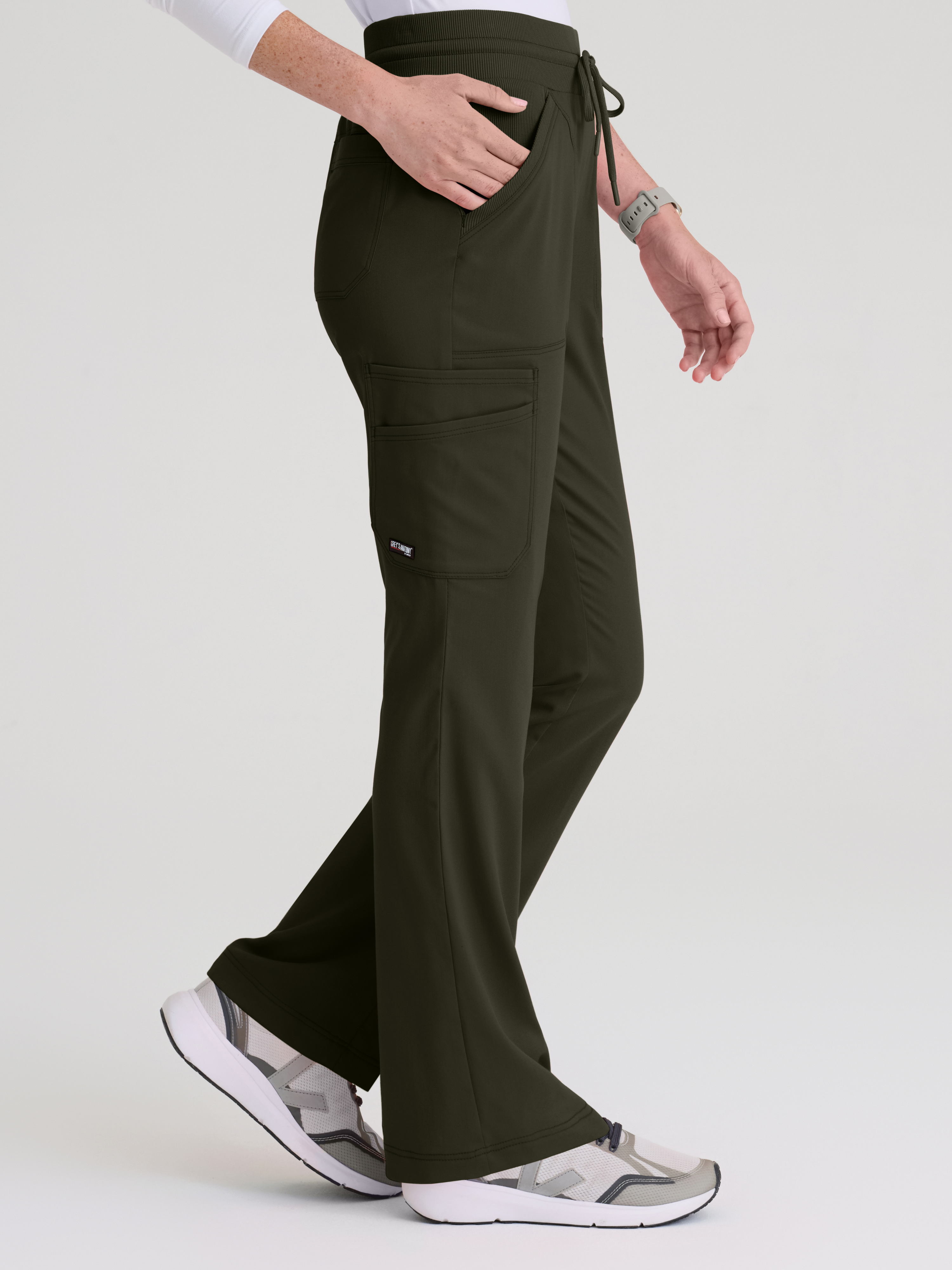 Kristi 7-Pocket Knit Waistband Fit & Flare Pant Grey's Anatomy™ by BARCO® Spandex Stretch