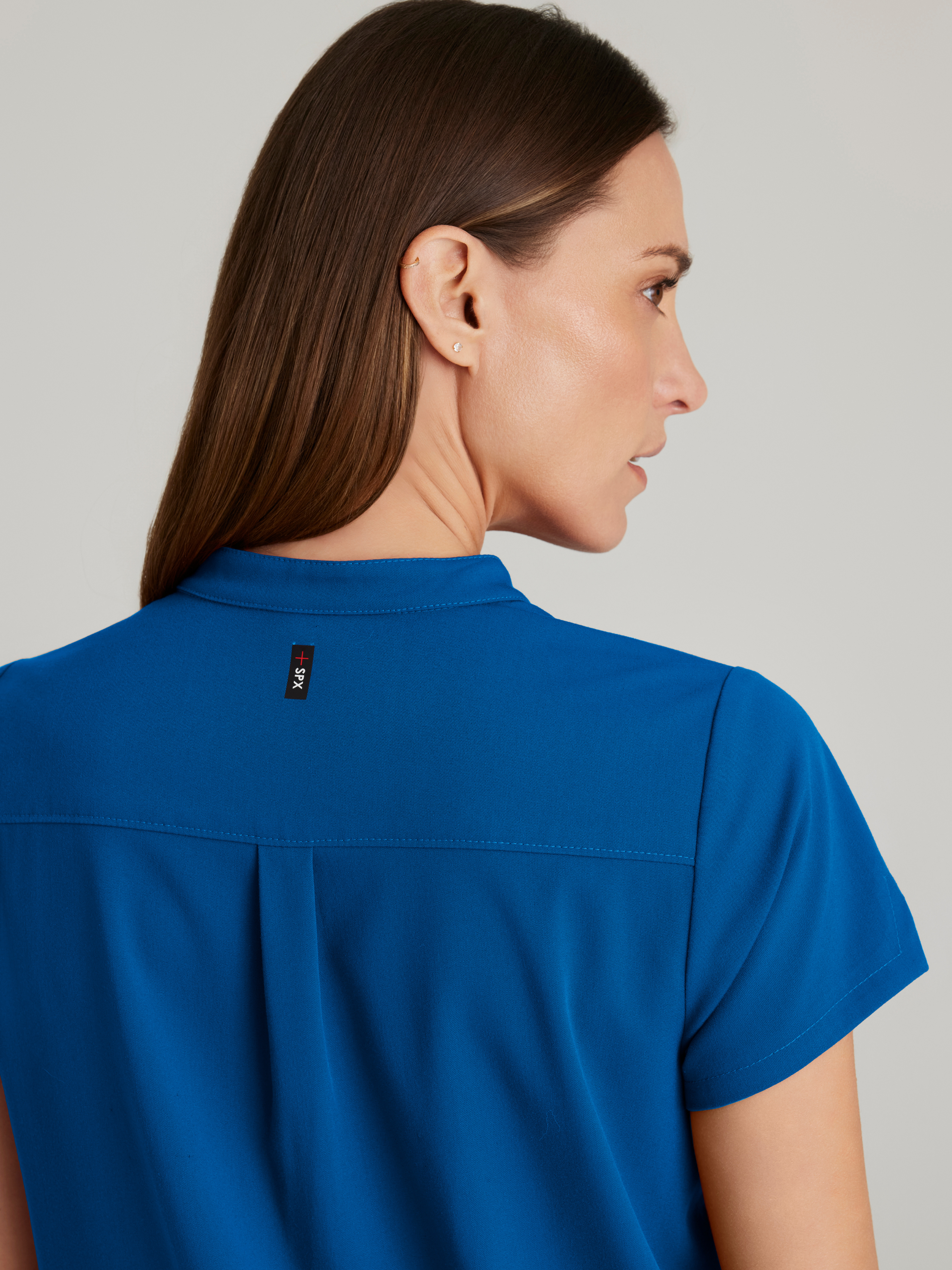Avery 2-Pocket Banded Collar Top Grey's Anatomy™ by BARCO® Spandex Stretch