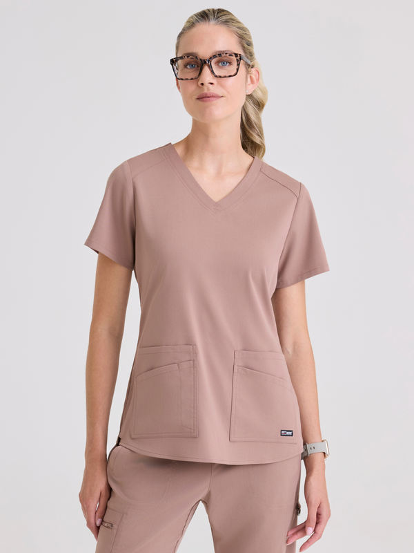 Emma 4-Pocket V-Neck Scrub Top Grey's Anatomy™ by BARCO® Spandex Stretch