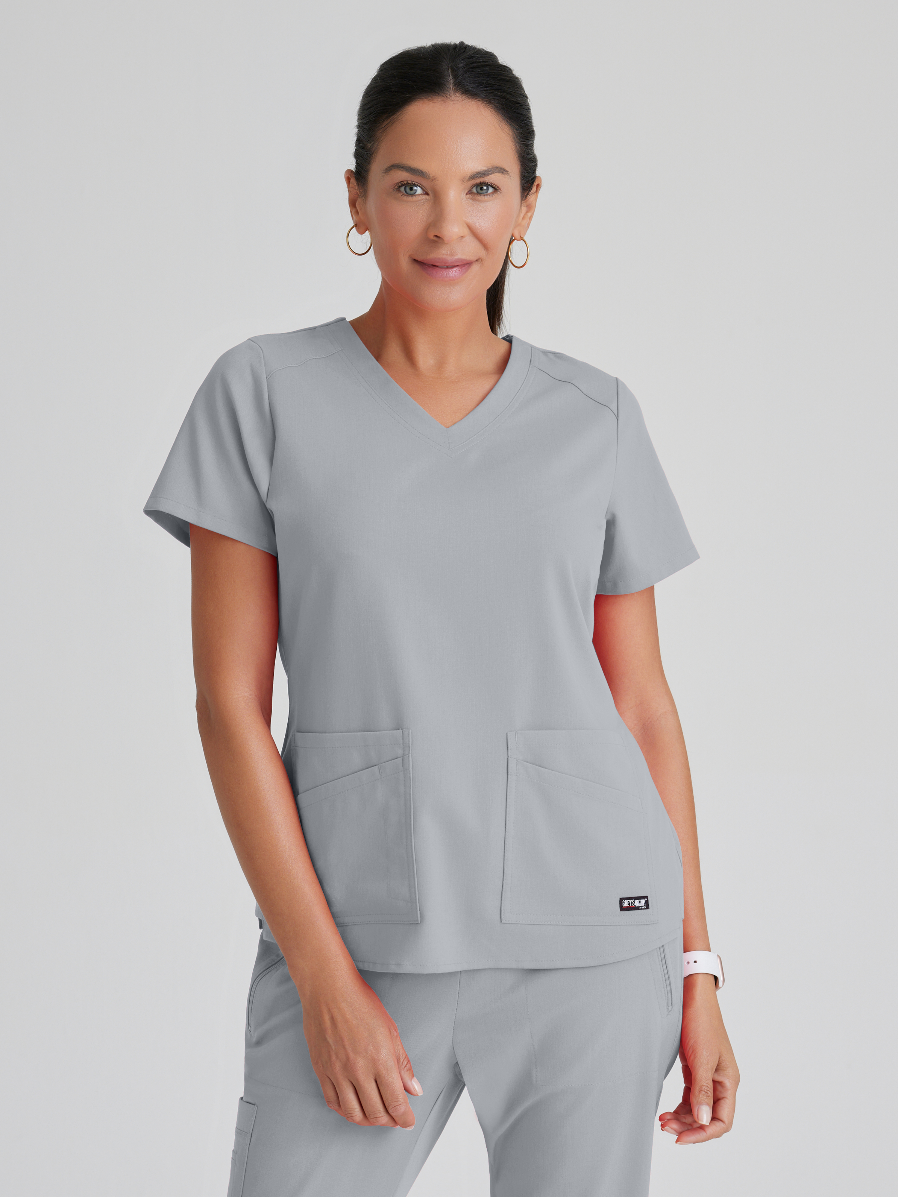 Emma 4-Pocket V-Neck Scrub Top Grey's Anatomy™ by BARCO® Spandex Stretch