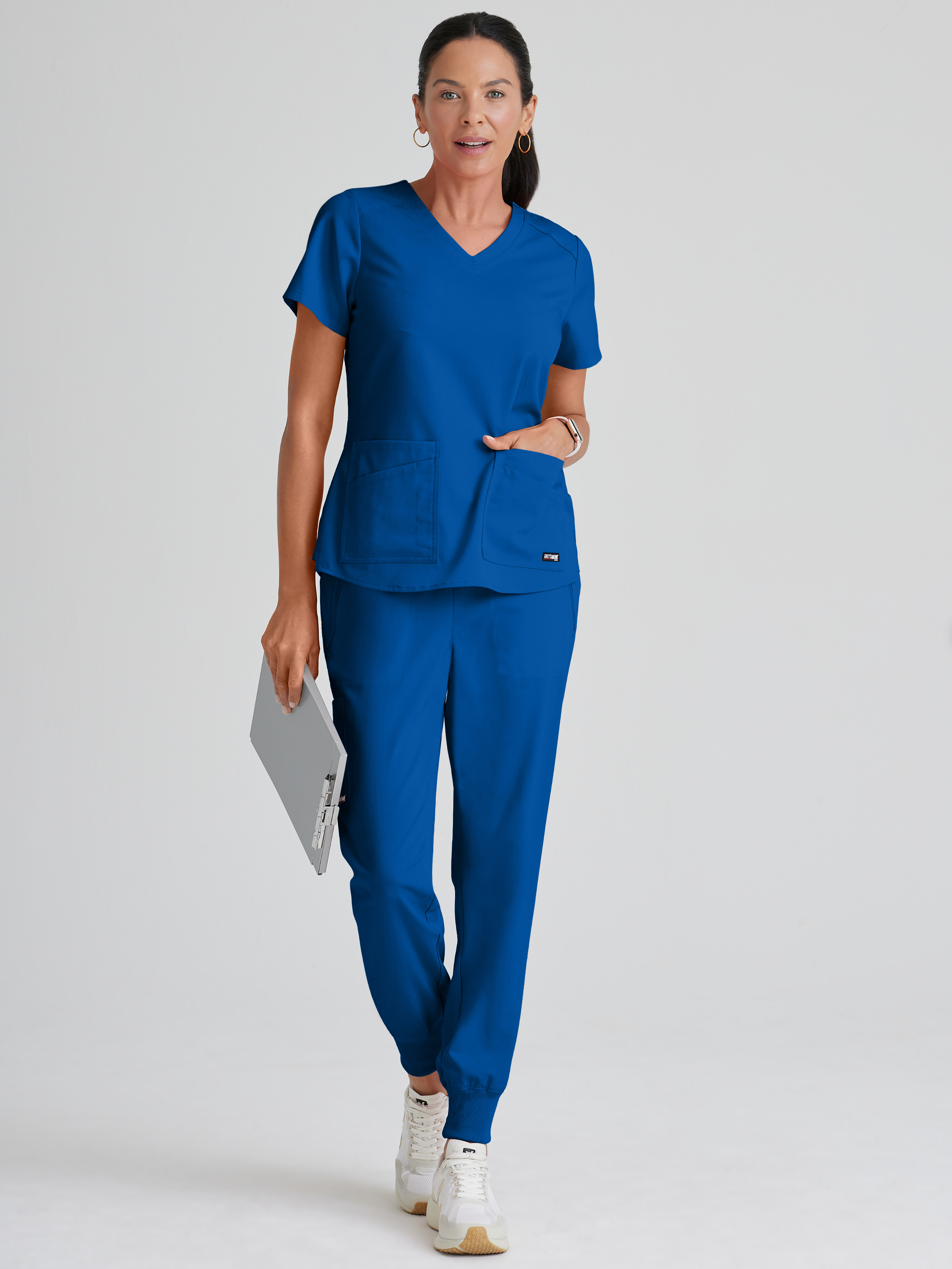 Emma 4-Pocket V-Neck Scrub Top Grey's Anatomy™ by BARCO® Spandex Stretch