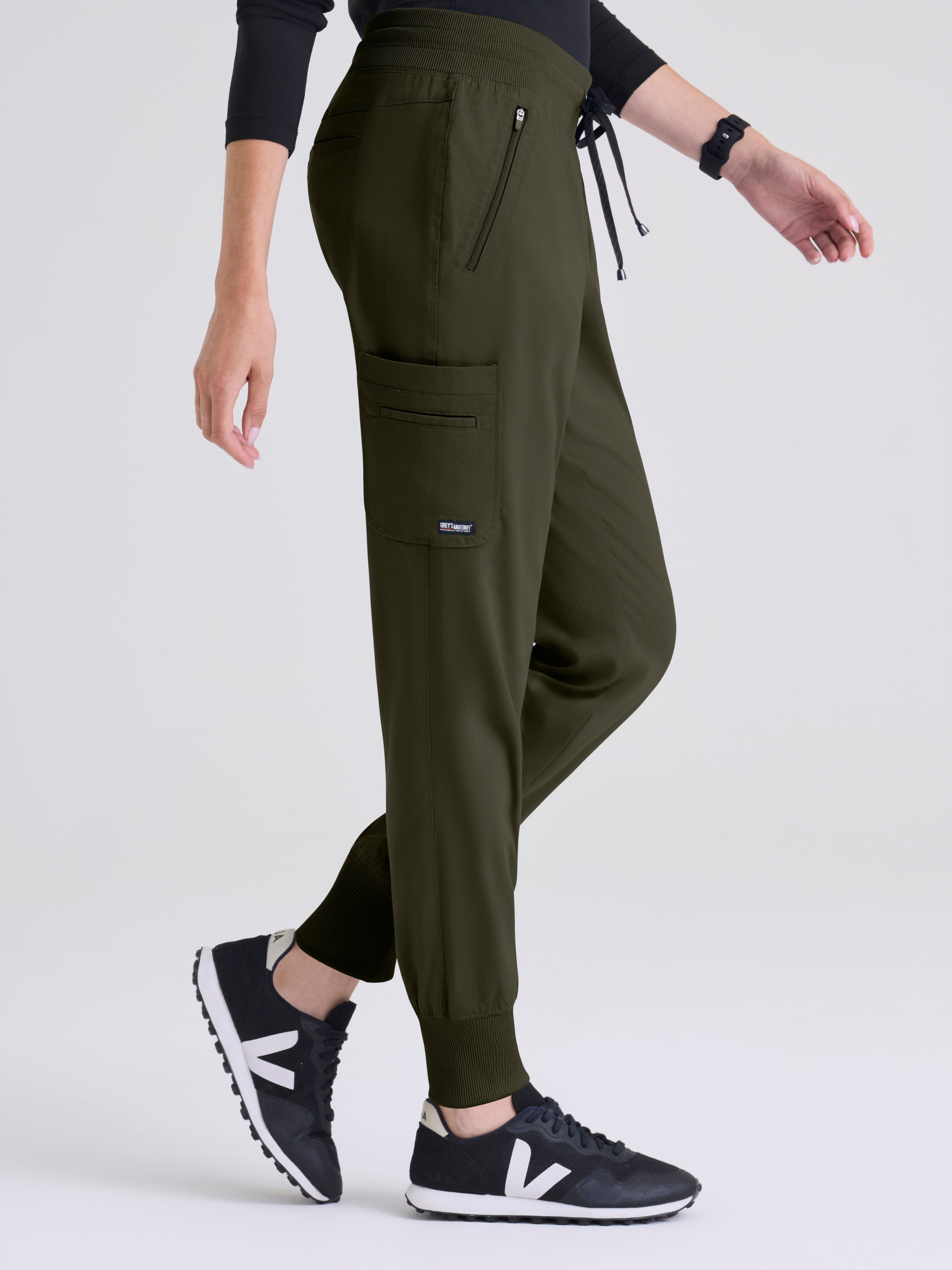 Eden 5-Pocket Mid-Rise Jogger Scrub Pant Grey's Anatomy™ by BARCO® Spandex Stretch