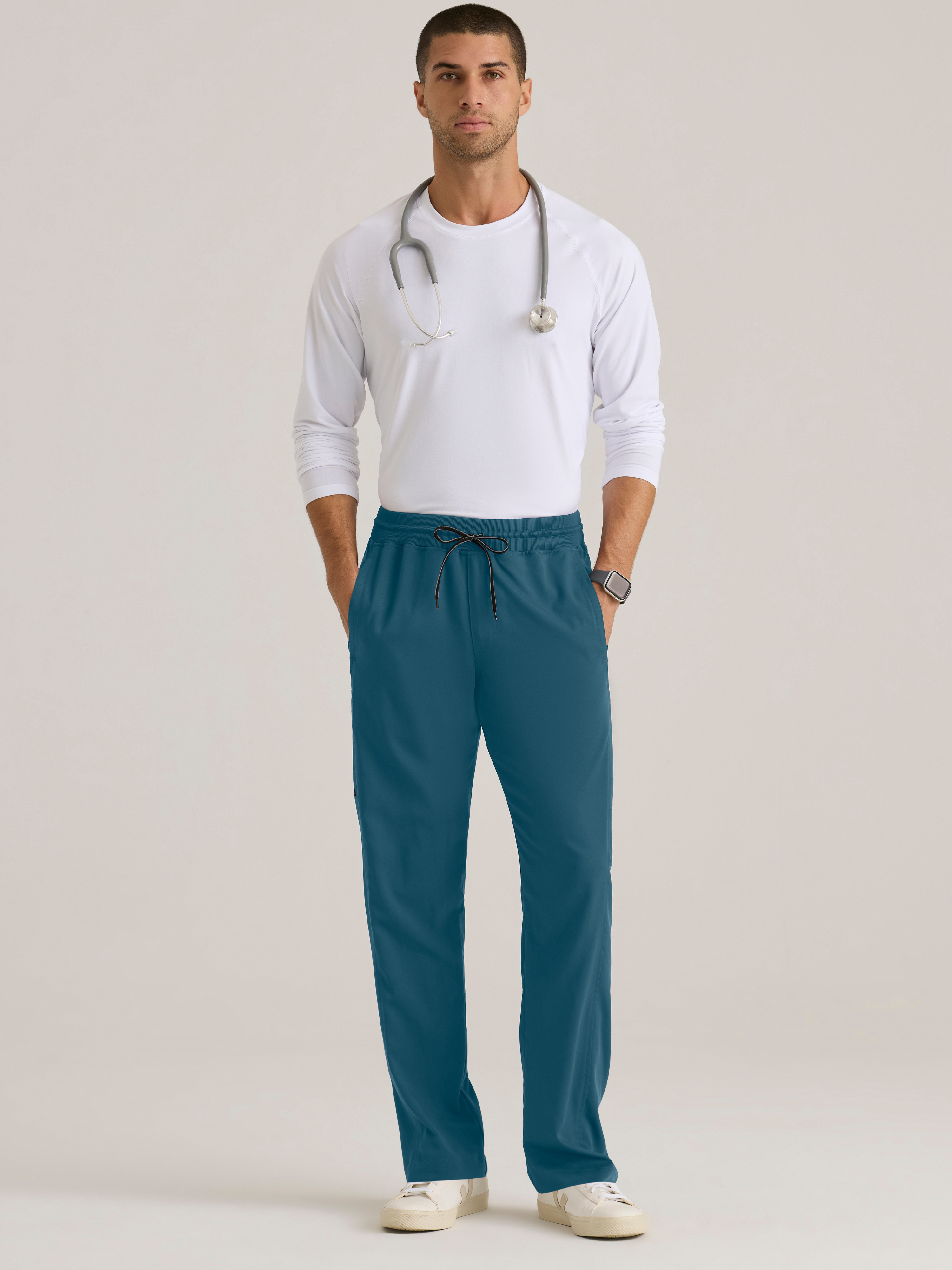 Hudson Straight Leg Drawcord Pant Grey's Anatomy™ by BARCO® Spandex Stretch