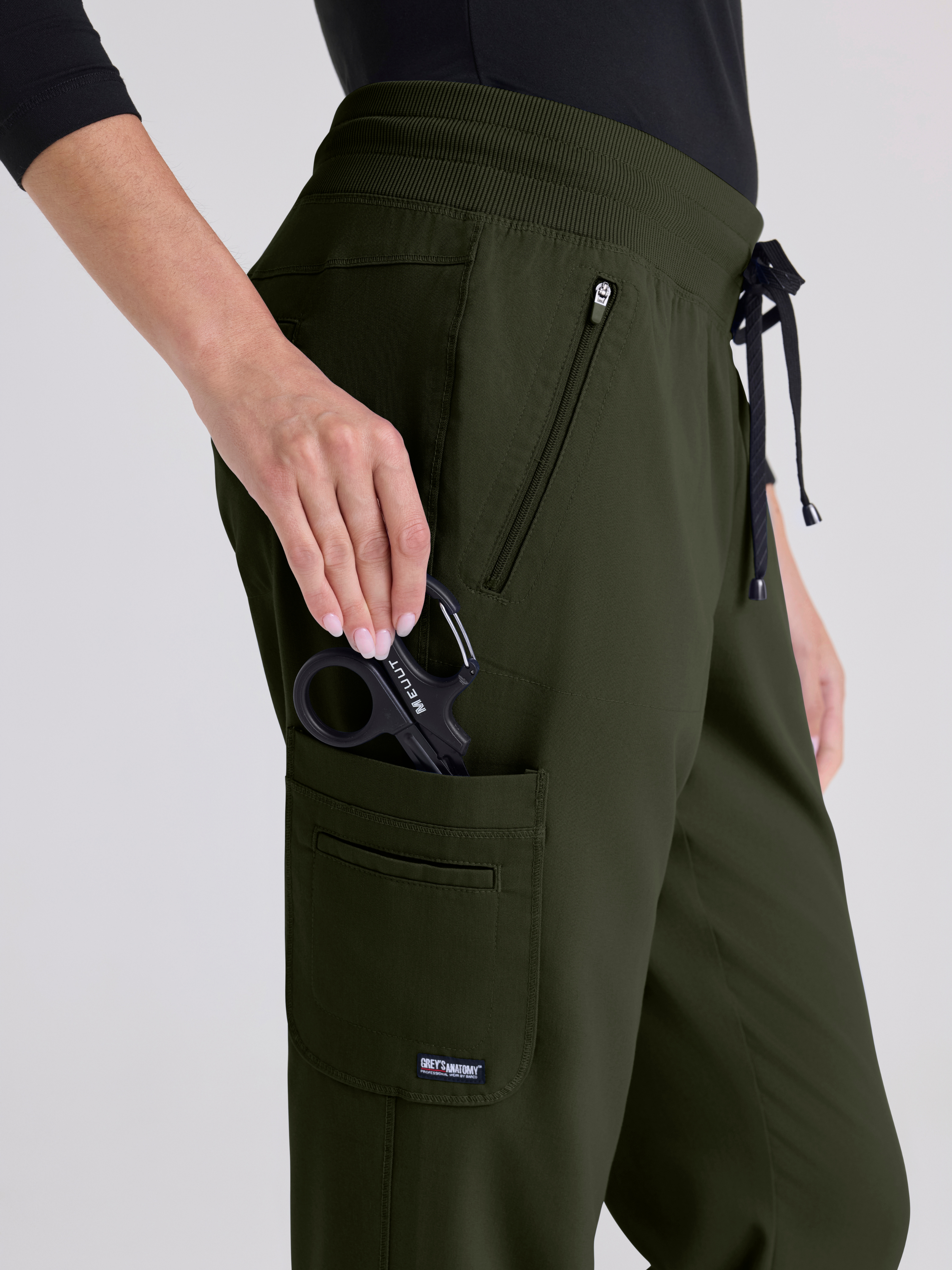 Eden 5-Pocket Mid-Rise Jogger Scrub Pant Grey's Anatomy™ by BARCO® Spandex Stretch