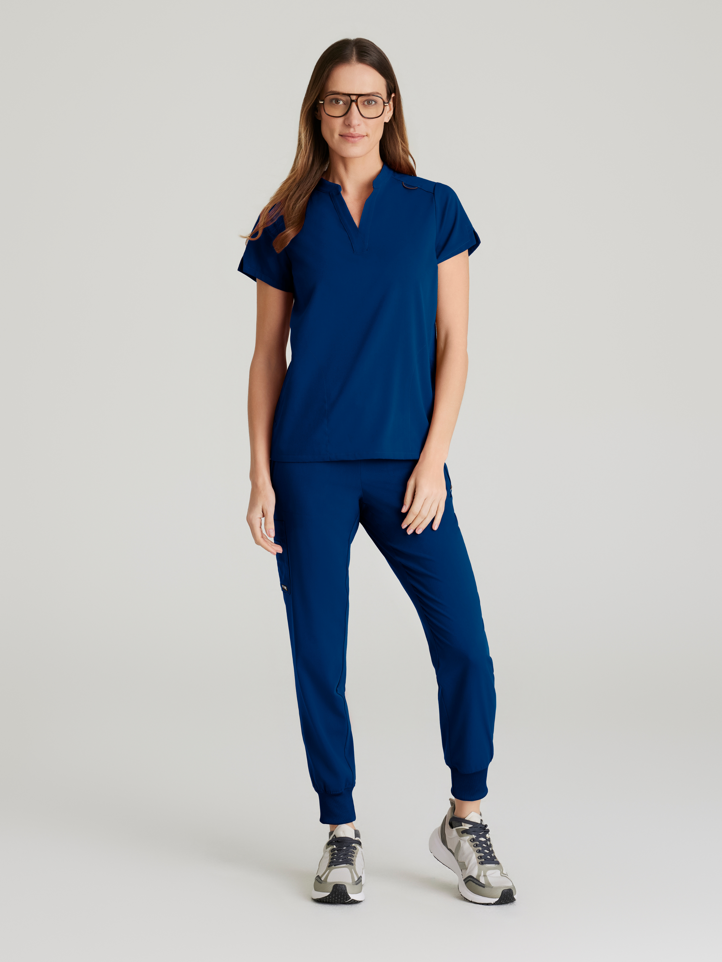 Avery 2-Pocket Banded Collar Top Grey's Anatomy™ by BARCO® Spandex Stretch