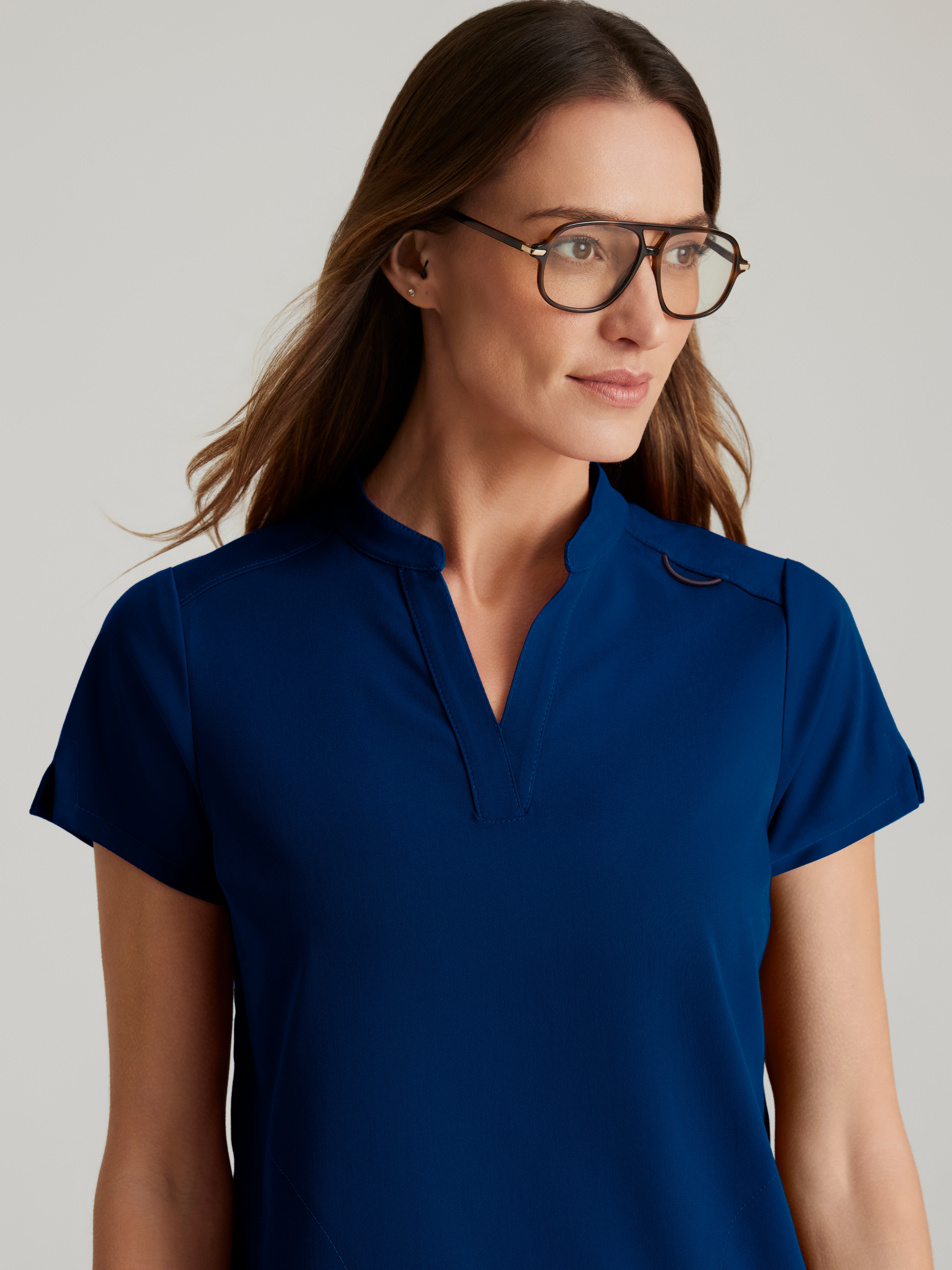 Avery 2-Pocket Banded Collar Top Grey's Anatomy™ by BARCO® Spandex Stretch