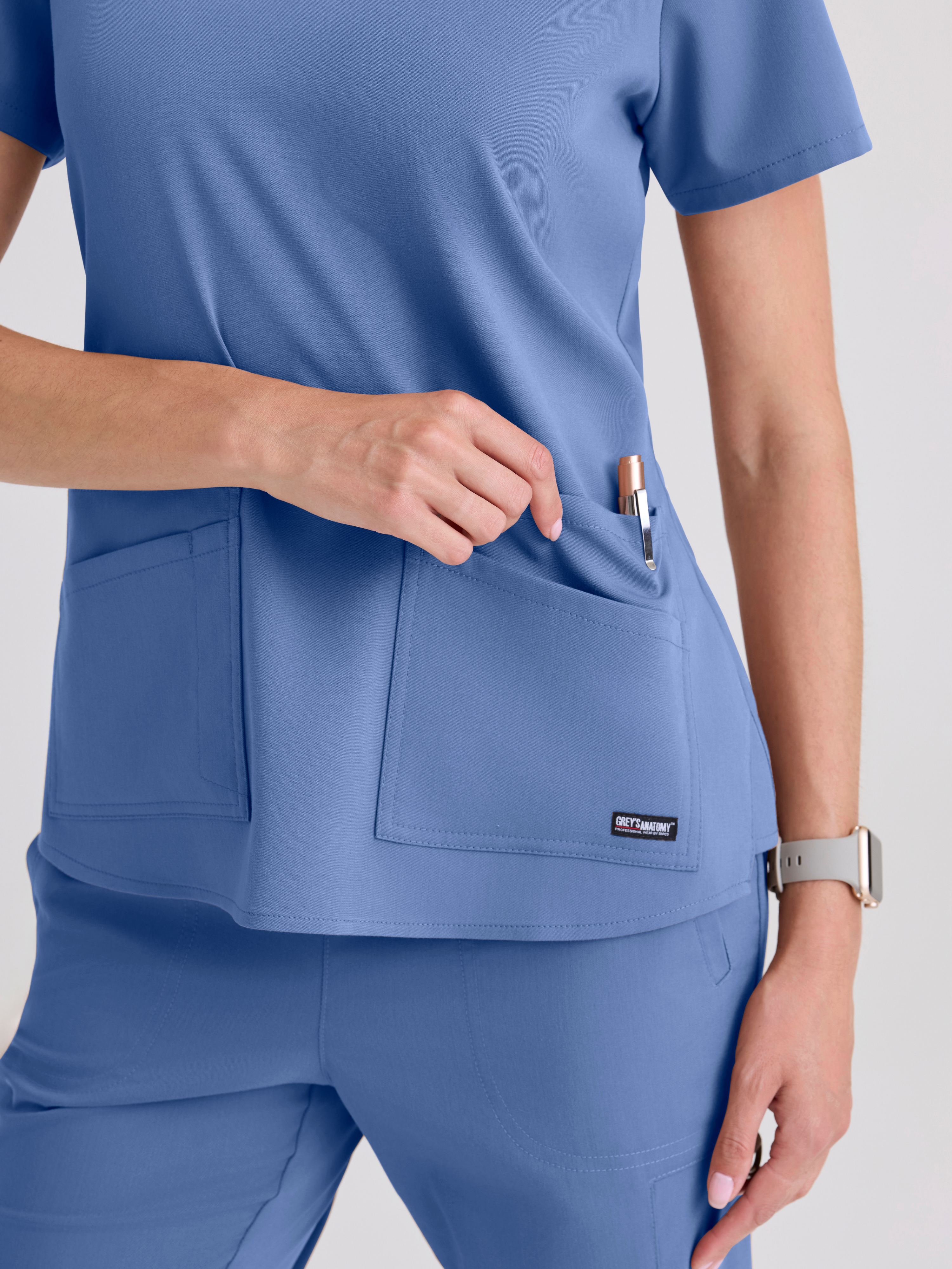 Emma 4-Pocket V-Neck Scrub Top Grey's Anatomy™ by BARCO® Spandex Stretch