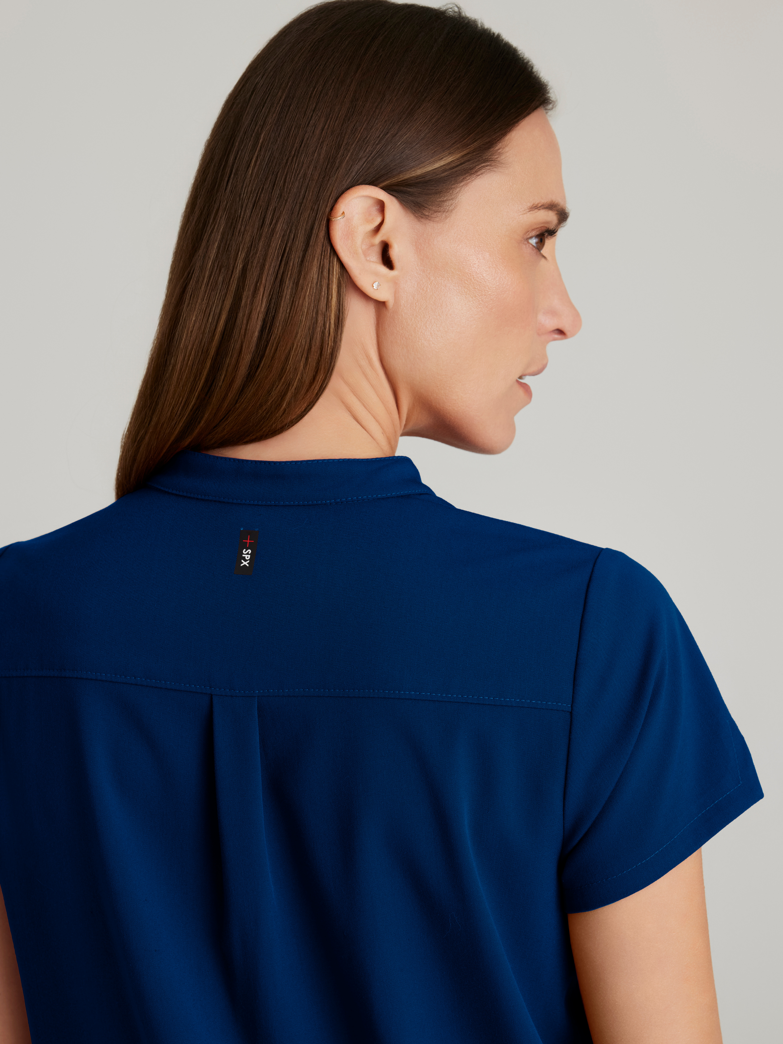 Avery 2-Pocket Banded Collar Top Grey's Anatomy™ by BARCO® Spandex Stretch