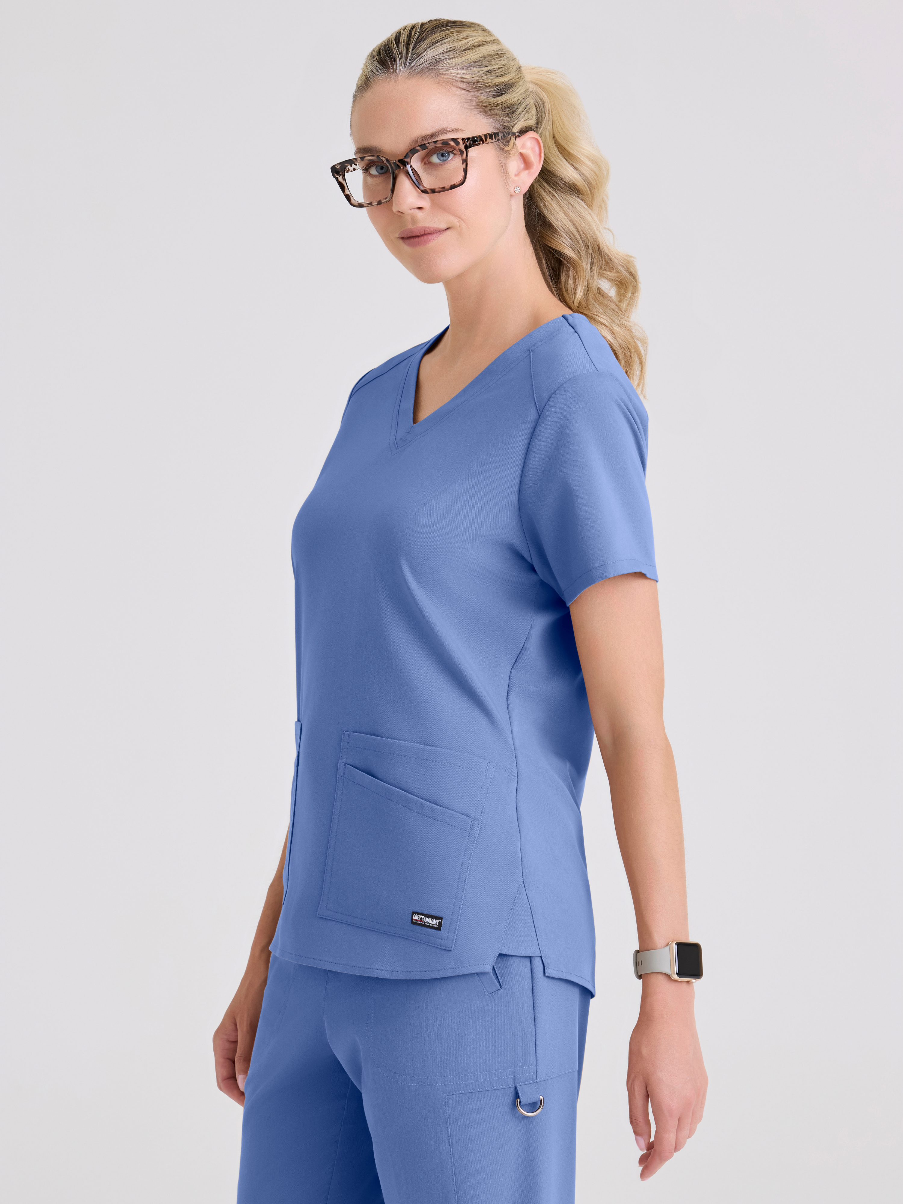 Emma 4-Pocket V-Neck Scrub Top Grey's Anatomy™ by BARCO® Spandex Stretch