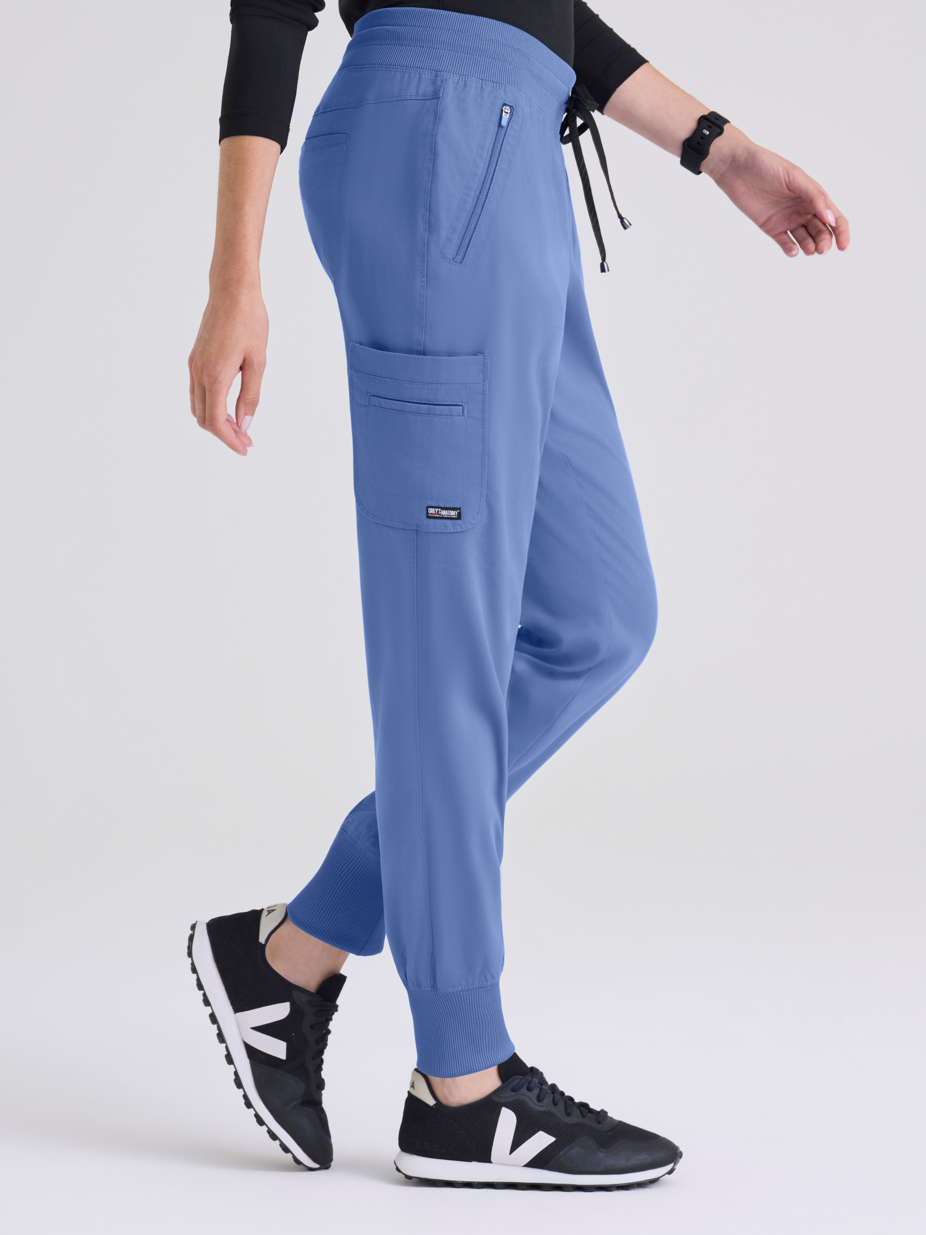 Eden 5-Pocket Mid-Rise Jogger Scrub Pant Grey's Anatomy™ by BARCO® Spandex Stretch