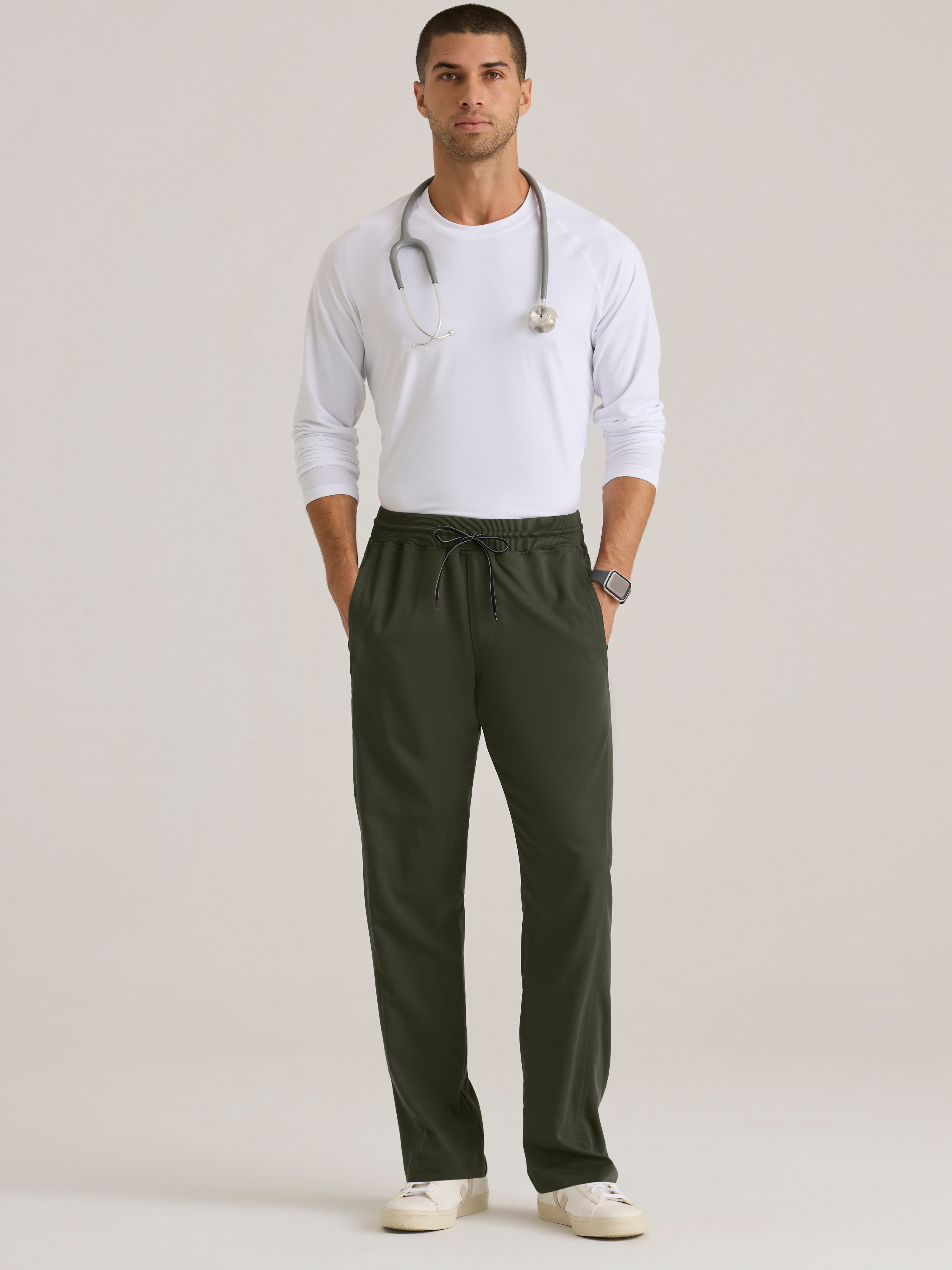 Hudson Straight Leg Drawcord Pant Grey's Anatomy™ by BARCO® Spandex Stretch