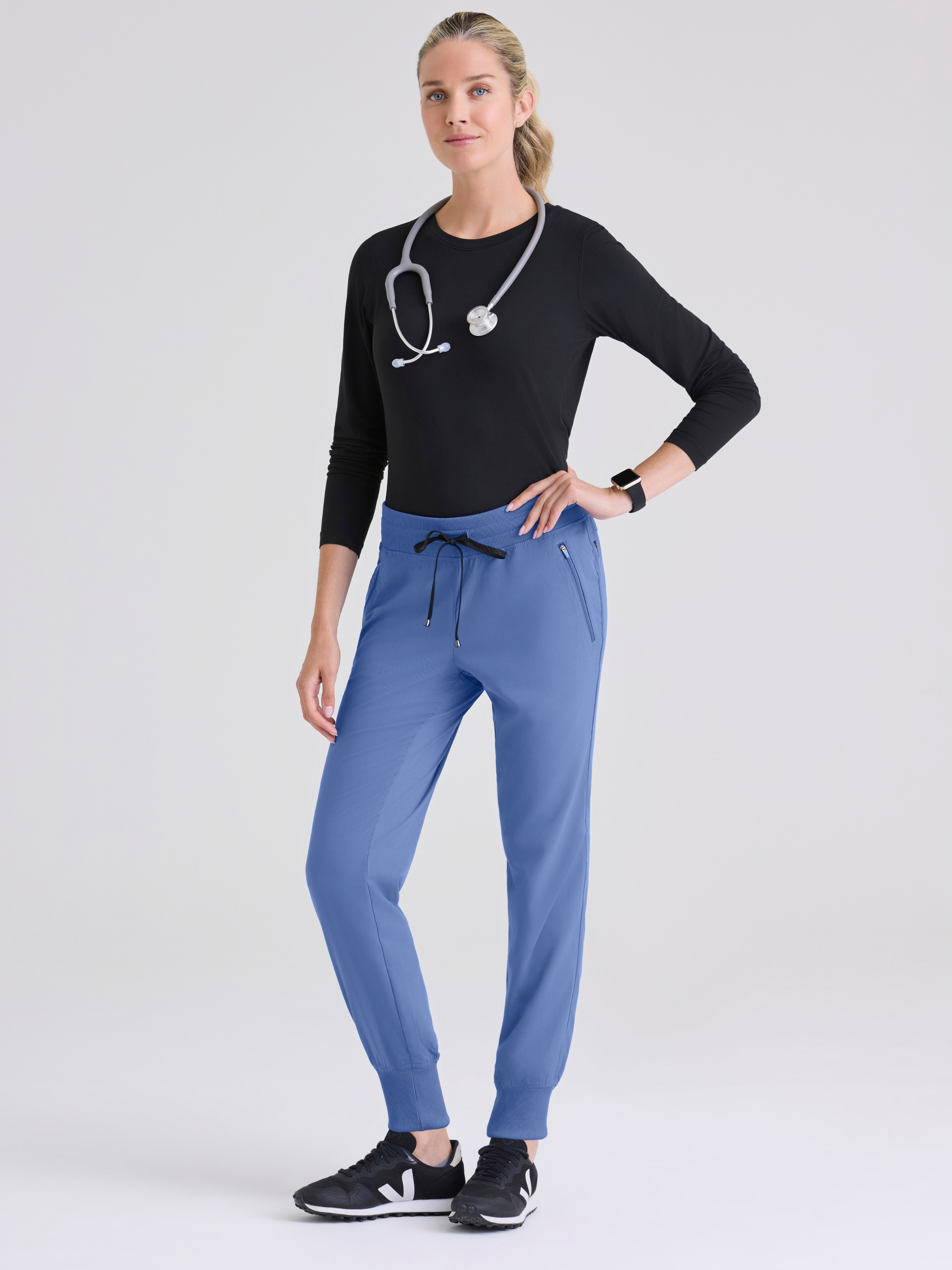 Eden 5-Pocket Mid-Rise Jogger Scrub Pant Grey's Anatomy™ by BARCO® Spandex Stretch