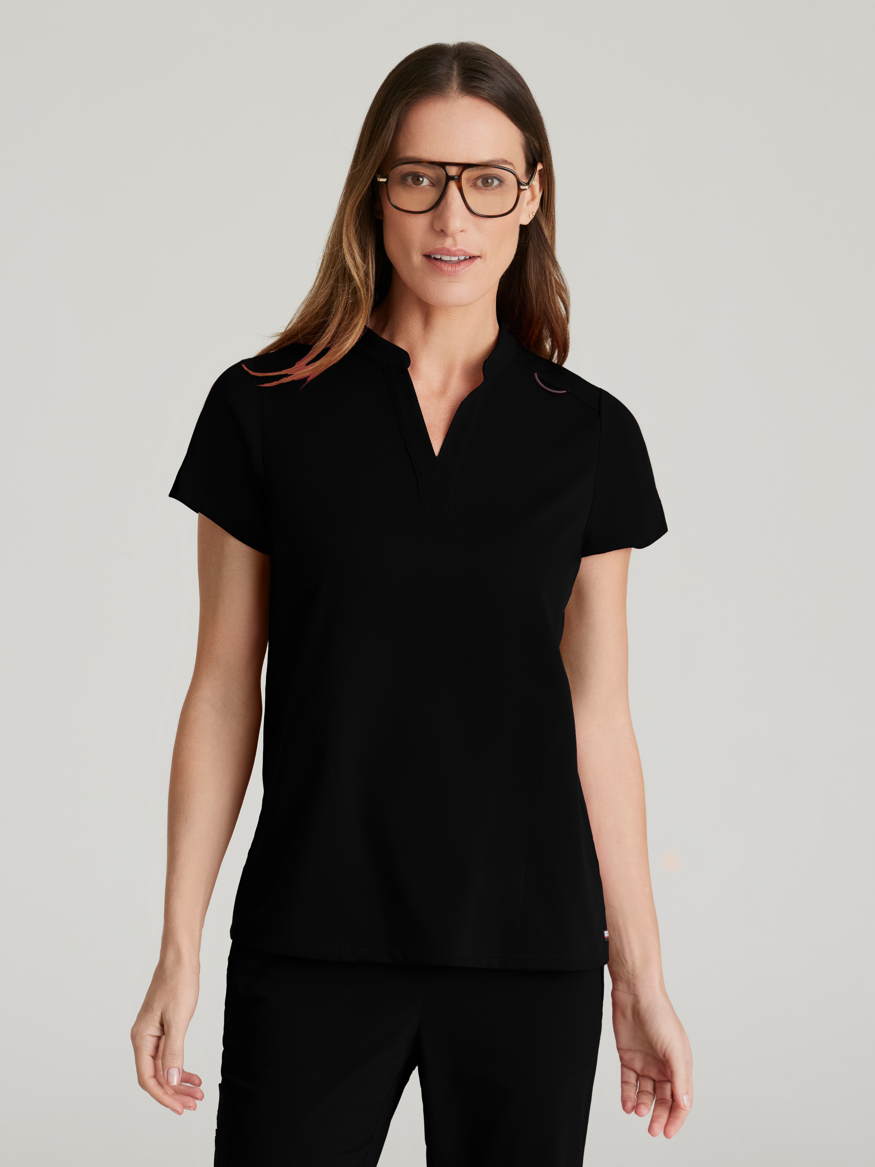 Avery 2-Pocket Banded Collar Top Grey's Anatomy™ by BARCO® Spandex Stretch