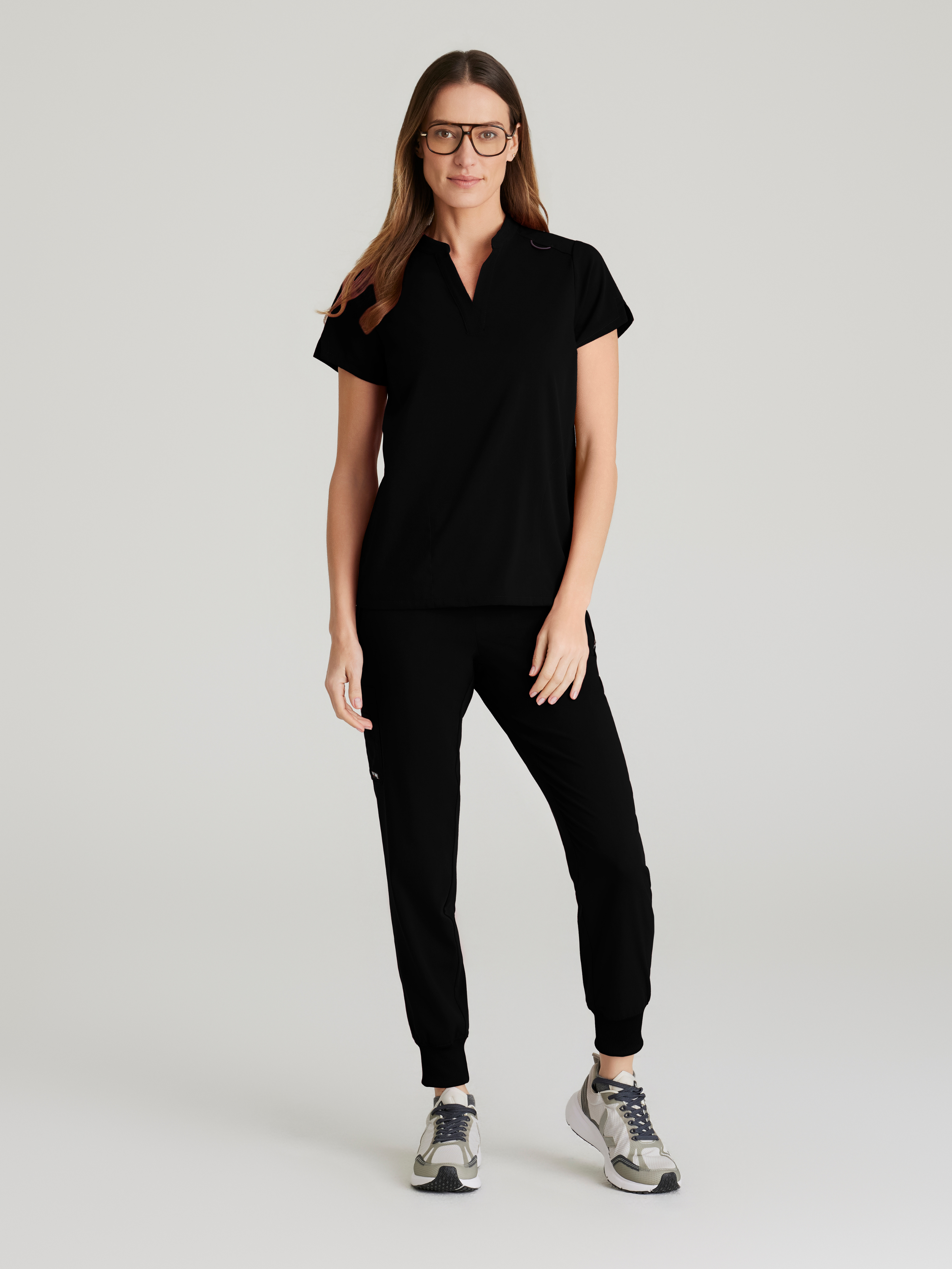 Avery 2-Pocket Banded Collar Top Grey's Anatomy™ by BARCO® Spandex Stretch