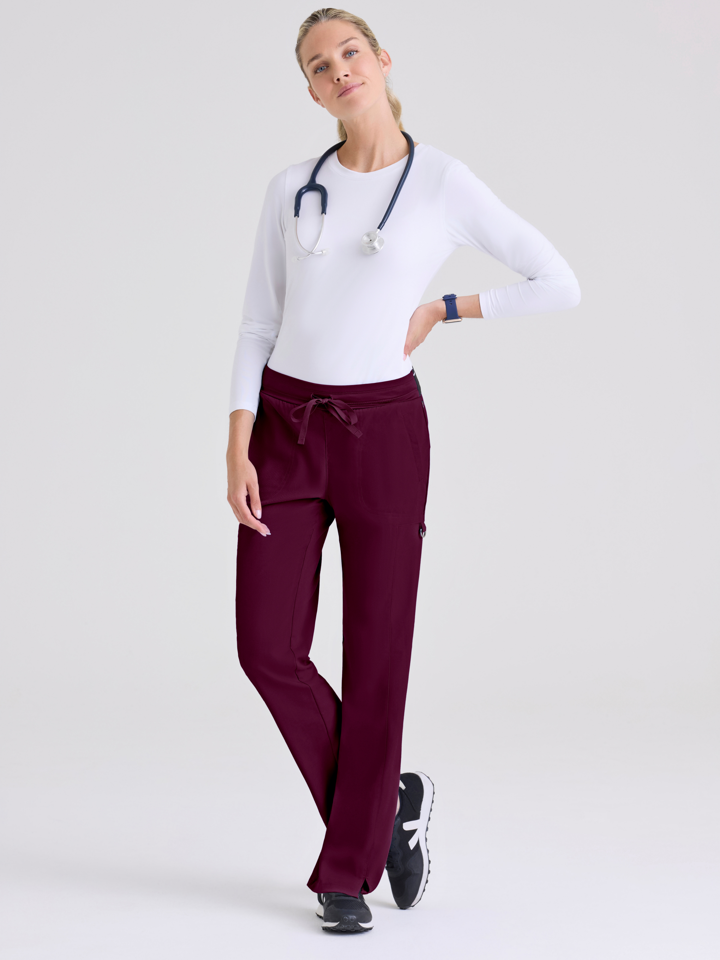 Kim 3-Pocket Mid-Rise Straight Leg Scrub Pant Grey's Anatomy™ by BARCO® Spandex Stretch