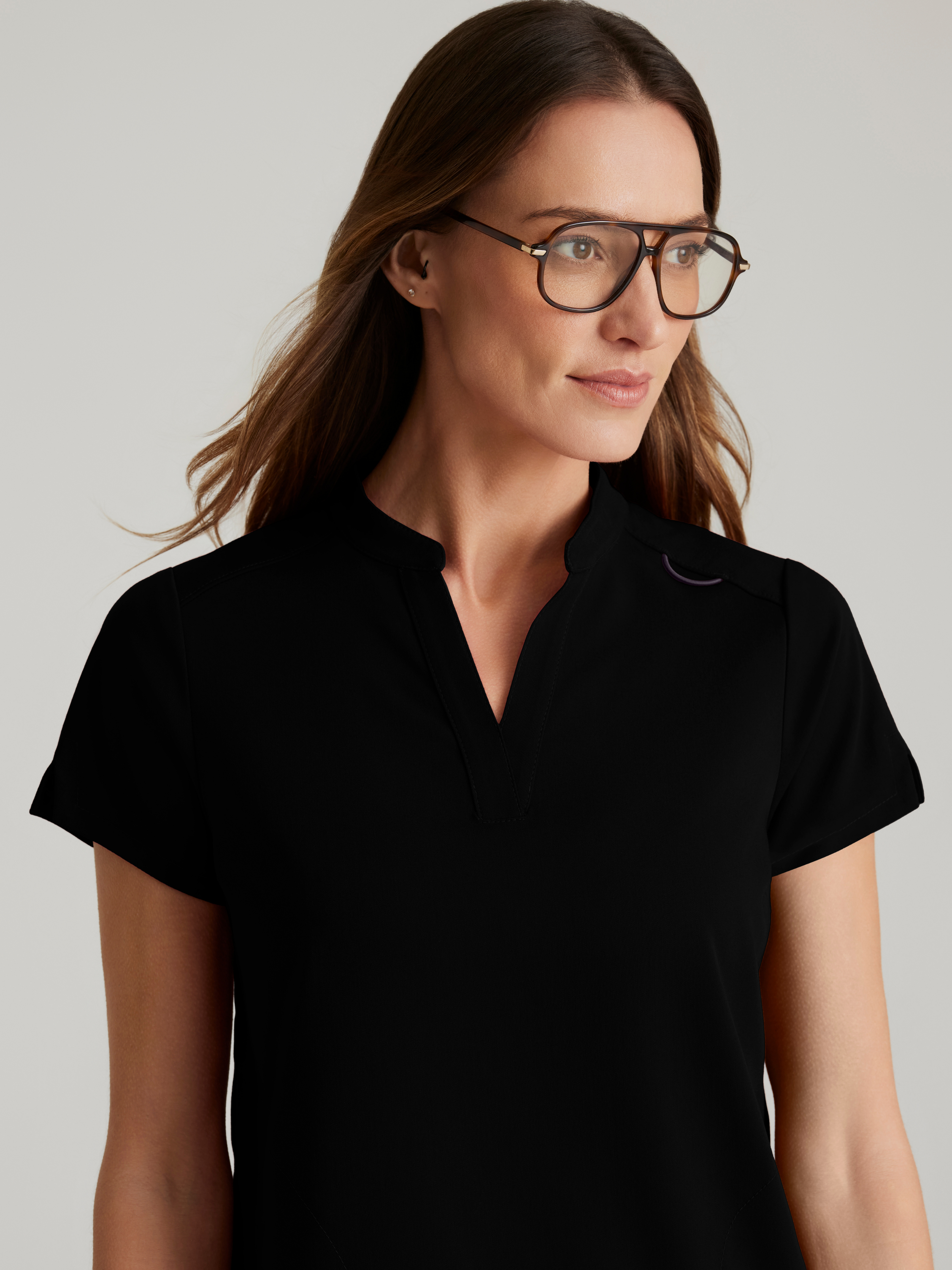 Avery 2-Pocket Banded Collar Top Grey's Anatomy™ by BARCO® Spandex Stretch