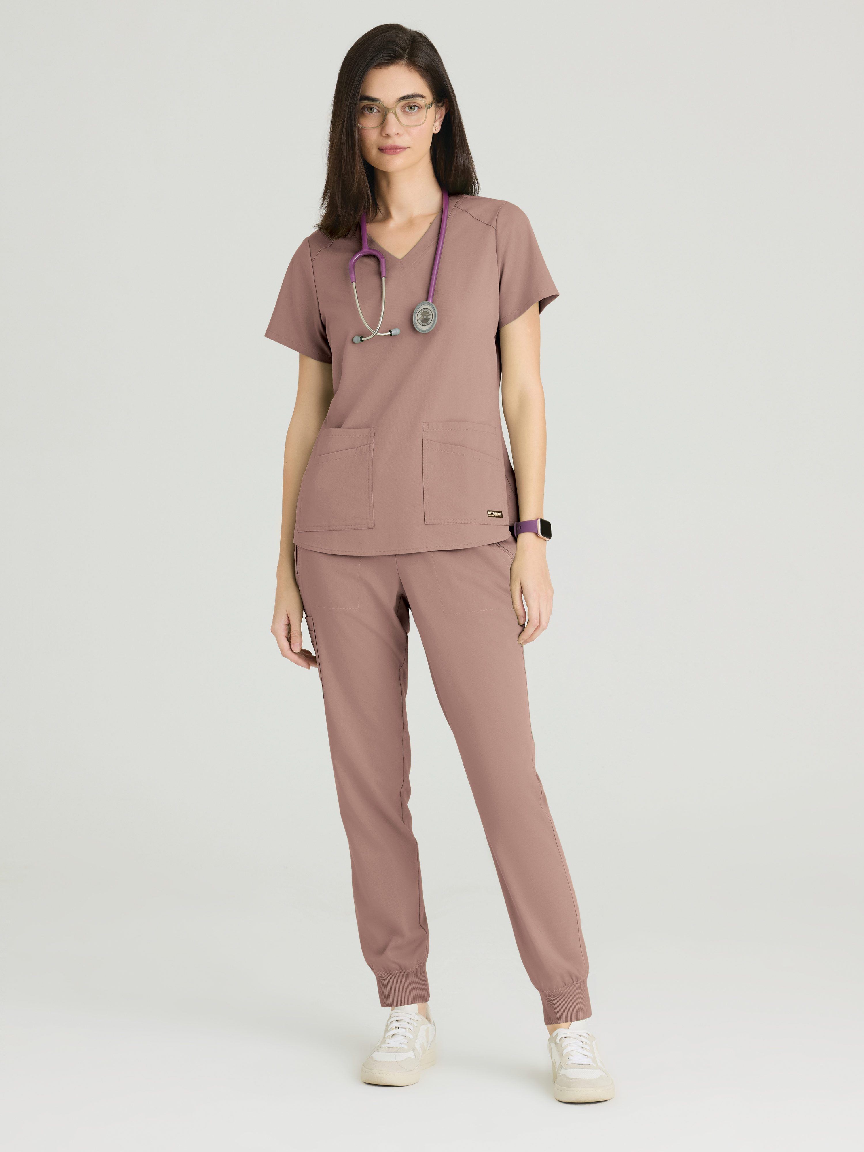 Emma 4-Pocket V-Neck Scrub Top Grey's Anatomy™ by BARCO® Spandex Stretch