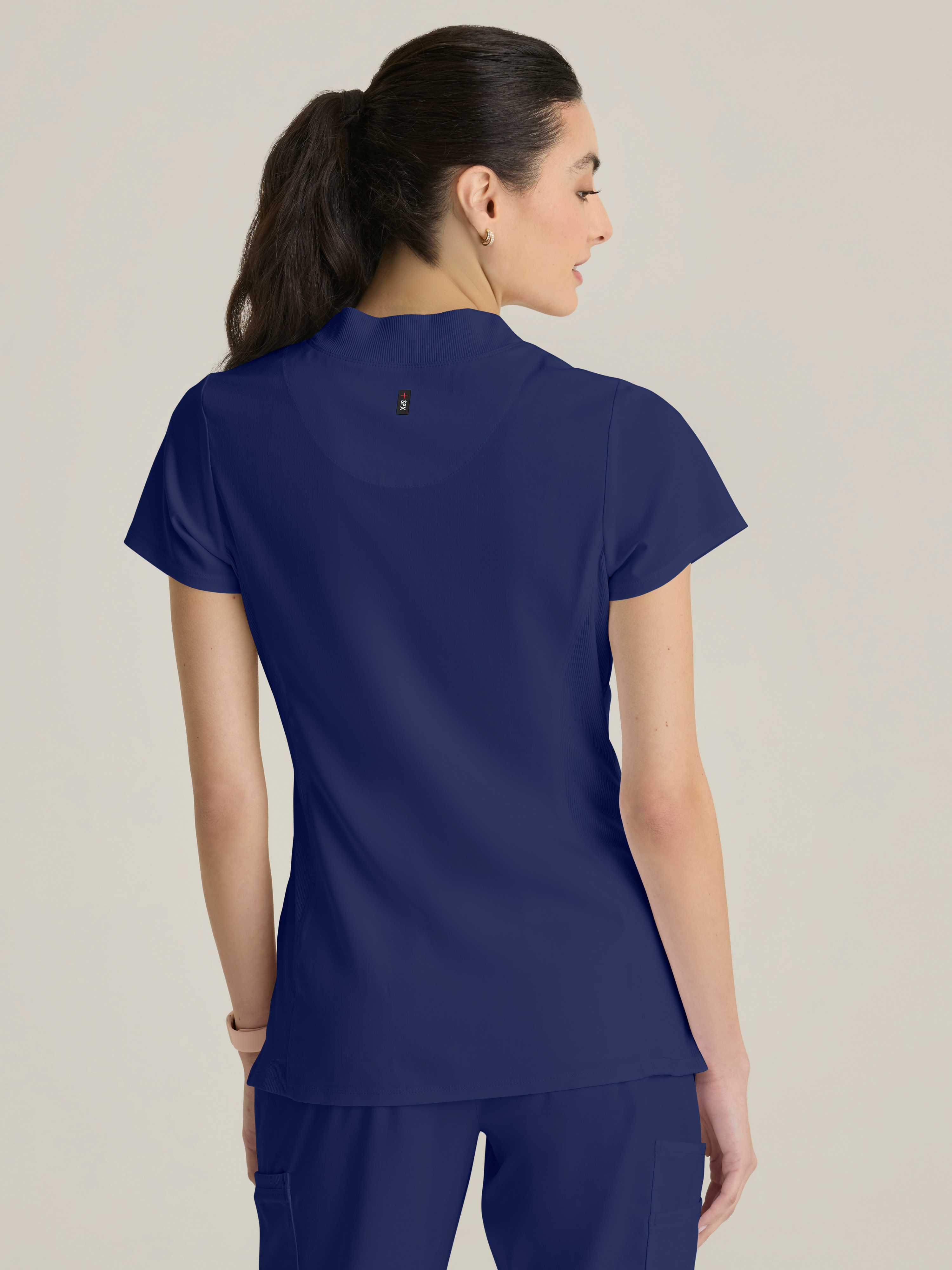 Kristi 2-Pocket Knit Micro-Funnel Top Grey's Anatomy™ by BARCO® Spandex Stretch
