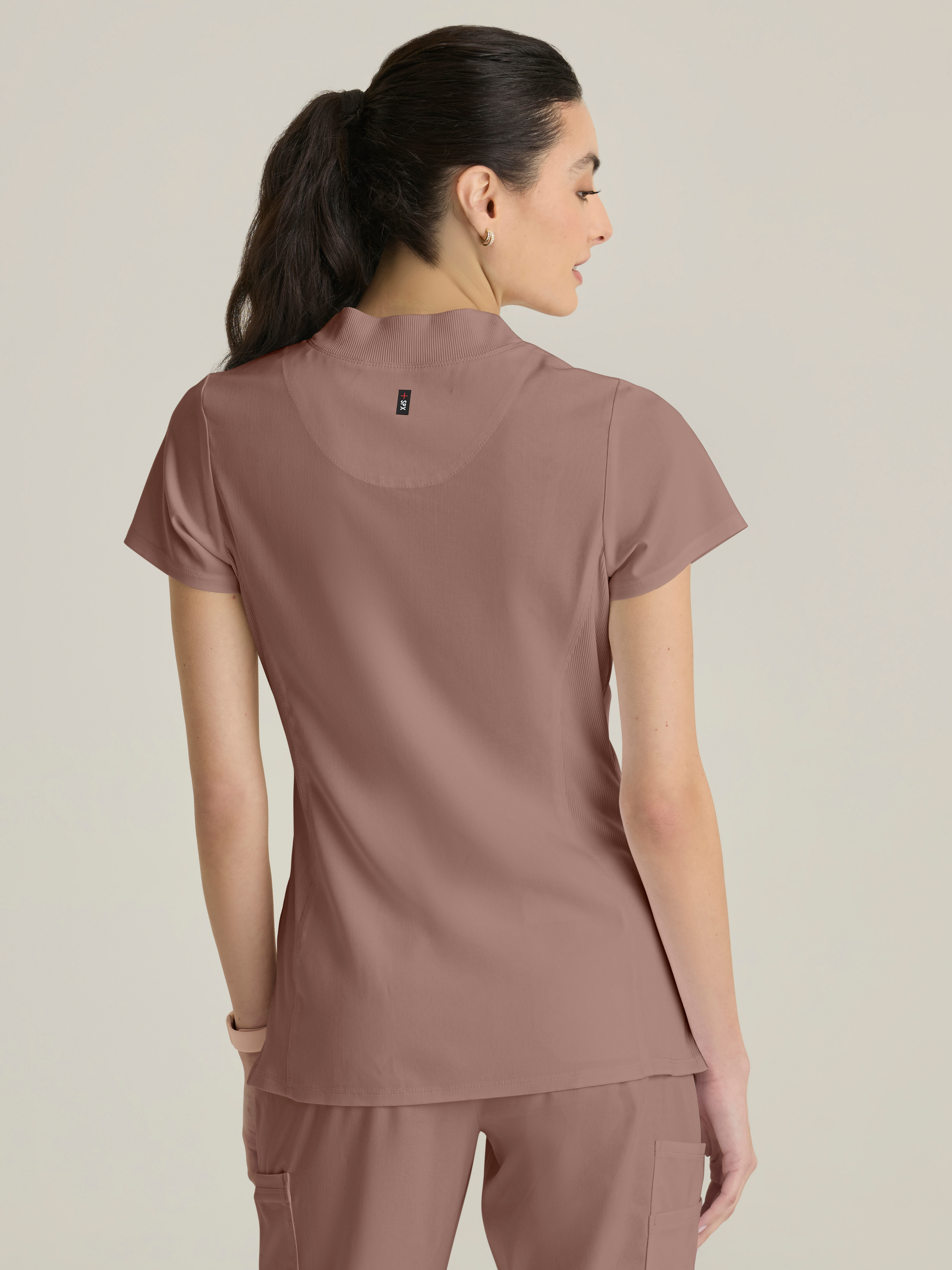 Kristi 2-Pocket Knit Micro-Funnel Top Grey's Anatomy™ by BARCO® Spandex Stretch