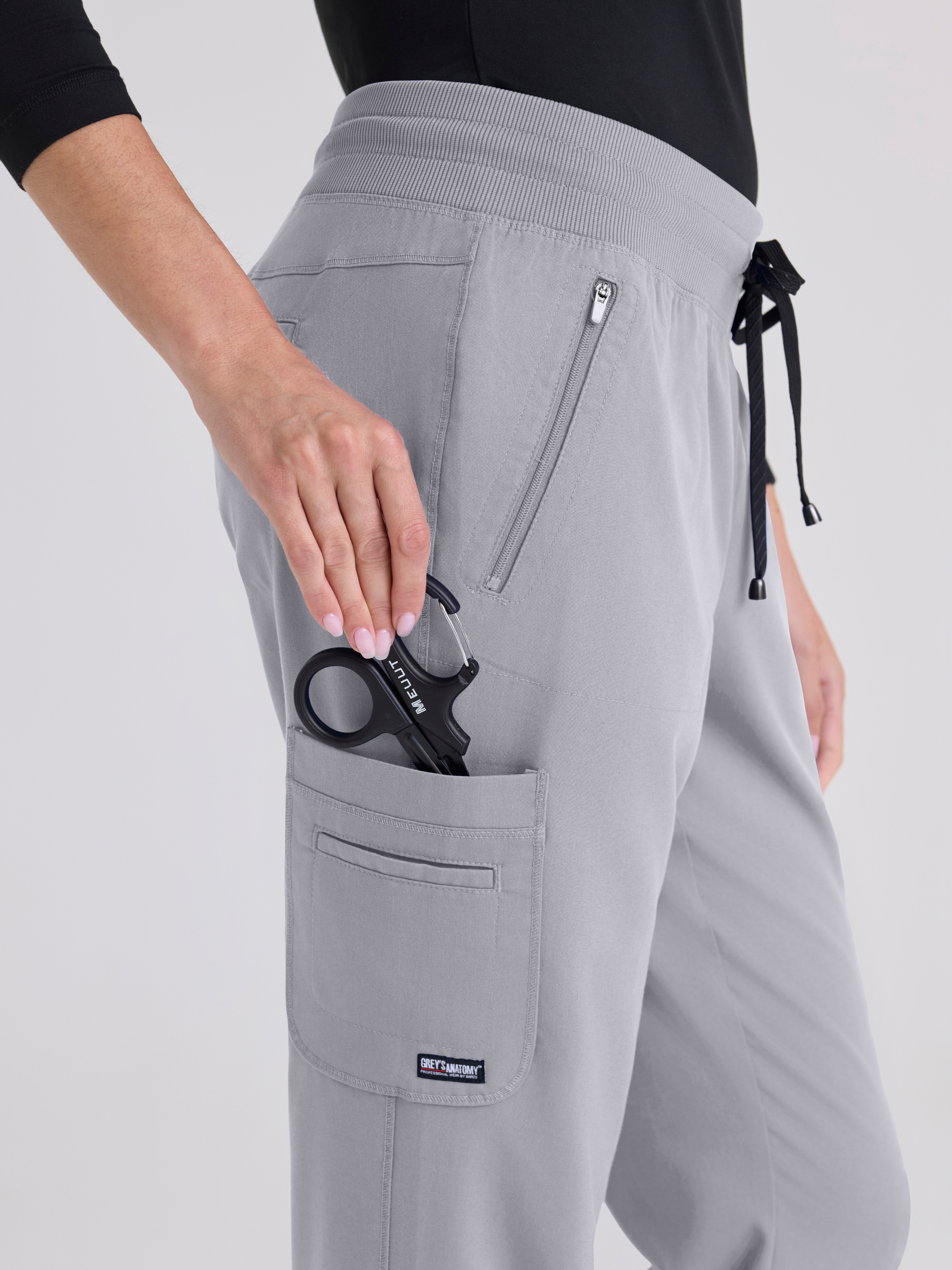 Eden 5-Pocket Mid-Rise Jogger Scrub Pant Grey's Anatomy™ by BARCO® Spandex Stretch
