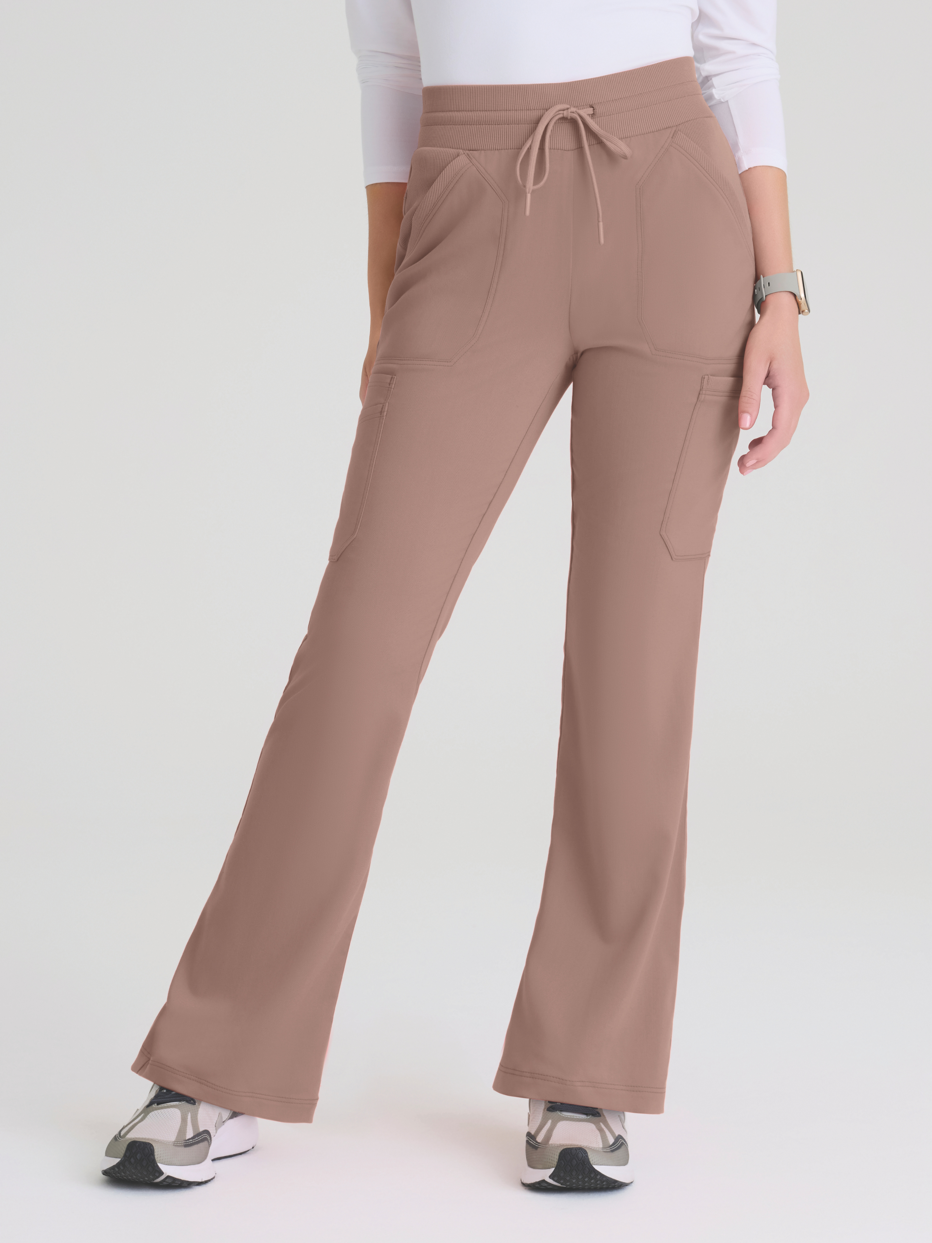 Kristi 7-Pocket Knit Waistband Fit & Flare Pant Grey's Anatomy™ by BARCO® Spandex Stretch