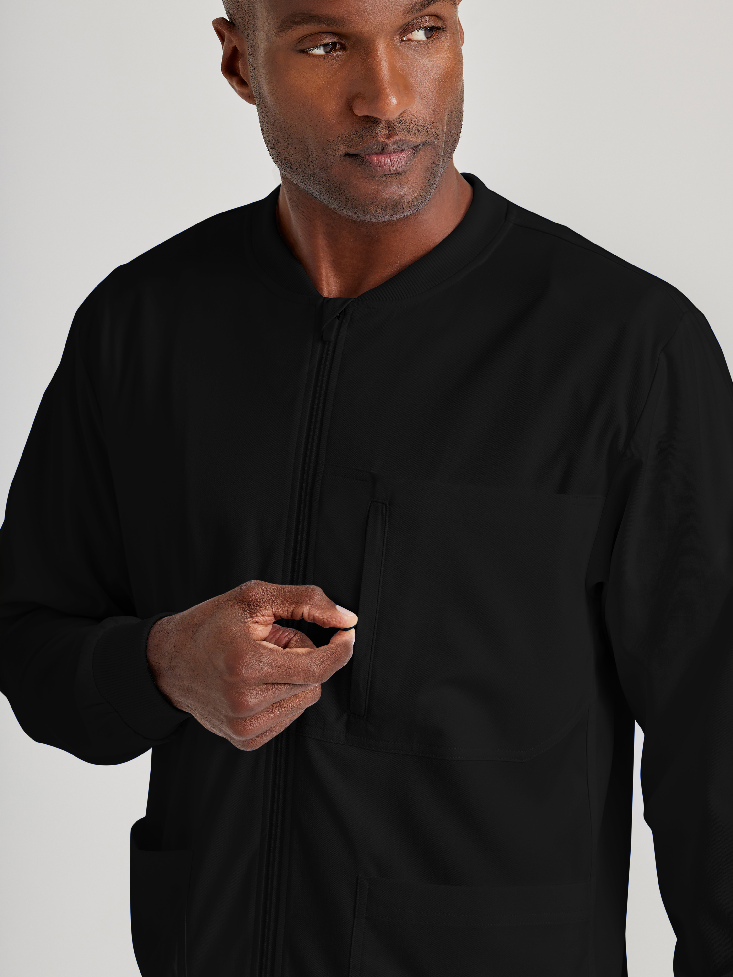 React 5-Pocket Crewneck Warmup Scrub Jacket Grey's Anatomy™ by BARCO® Spandex Stretch