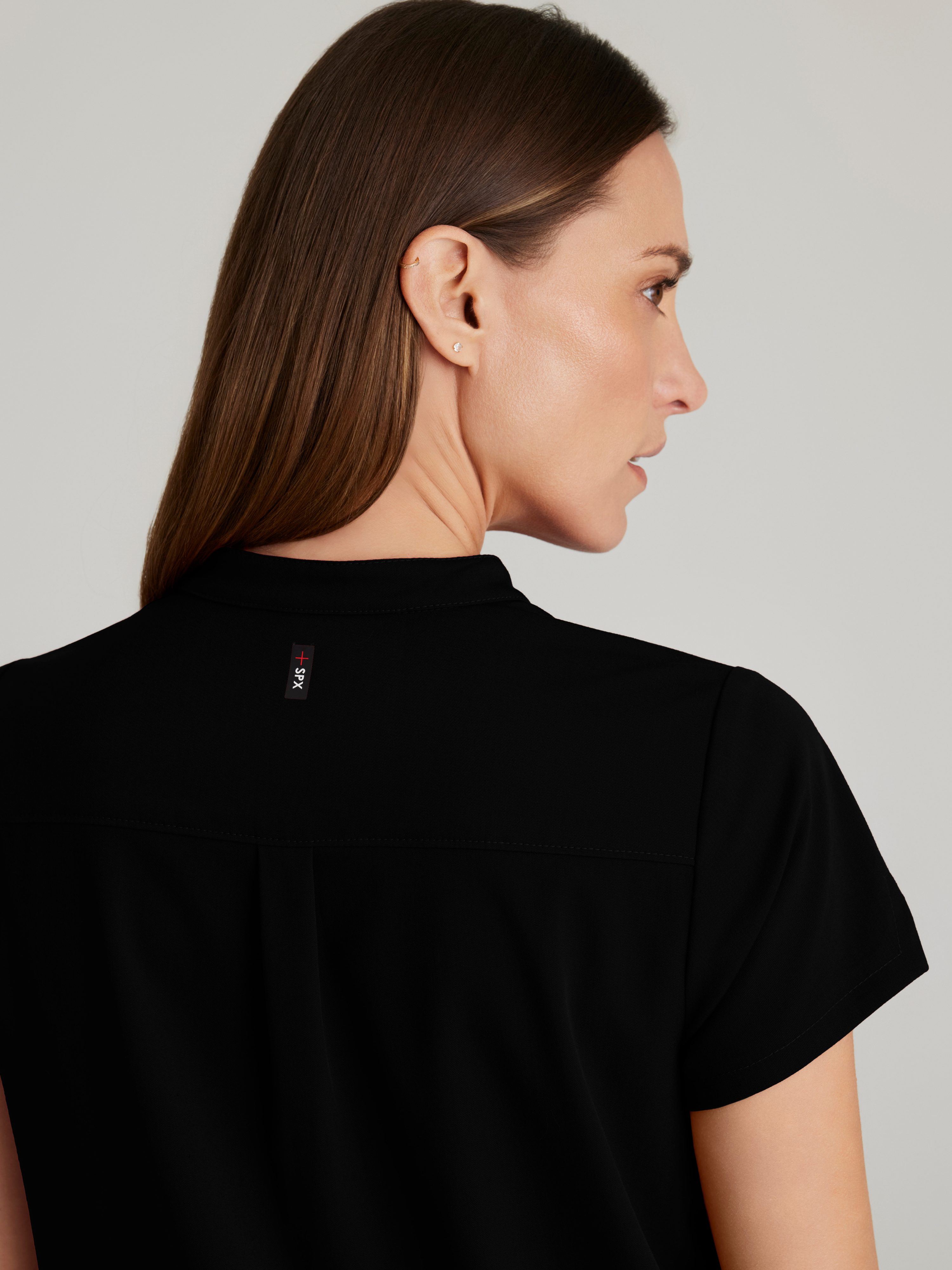 Avery 2-Pocket Banded Collar Top Grey's Anatomy™ by BARCO® Spandex Stretch