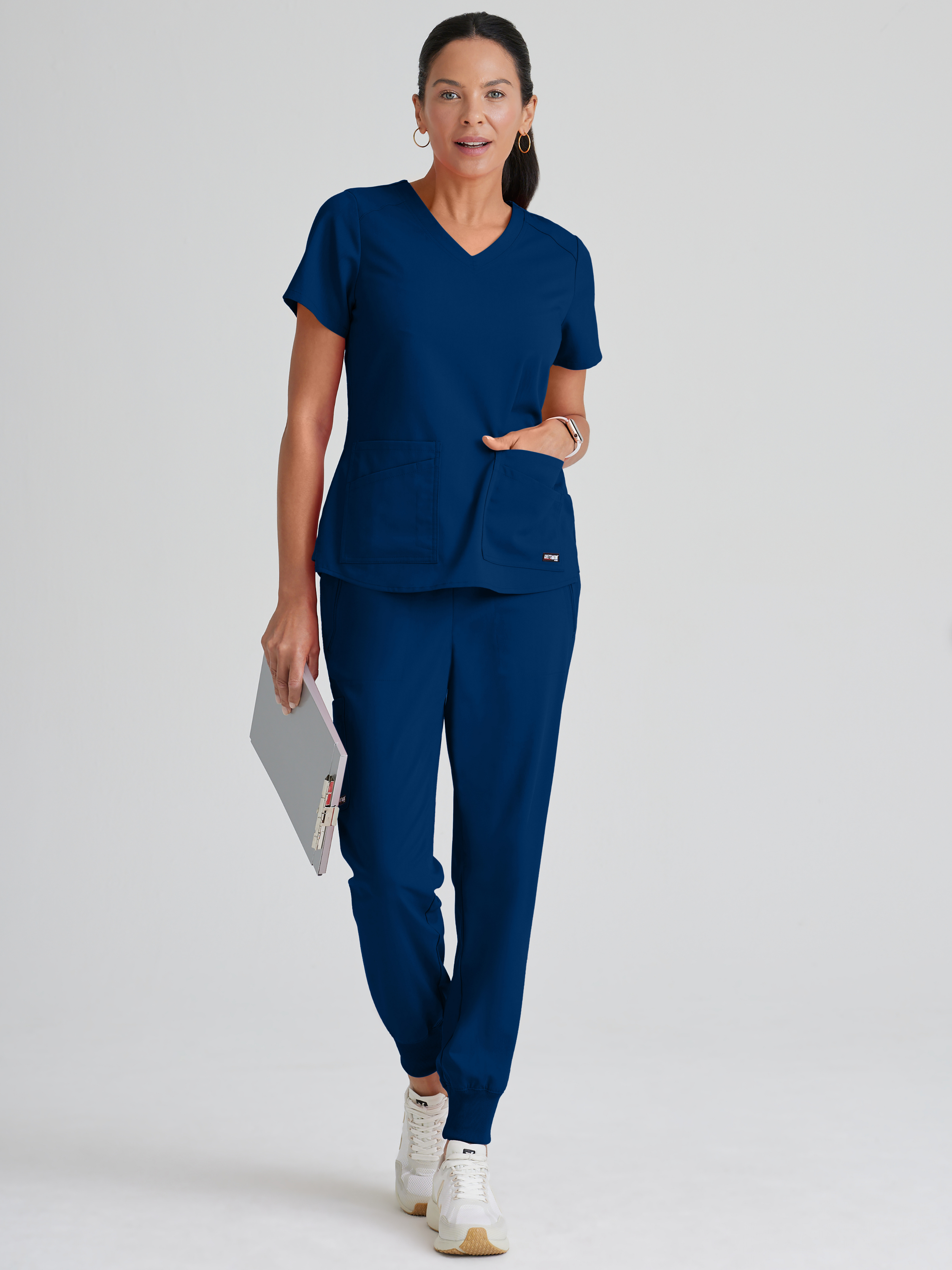 Emma 4-Pocket V-Neck Scrub Top Grey's Anatomy™ by BARCO® Spandex Stretch
