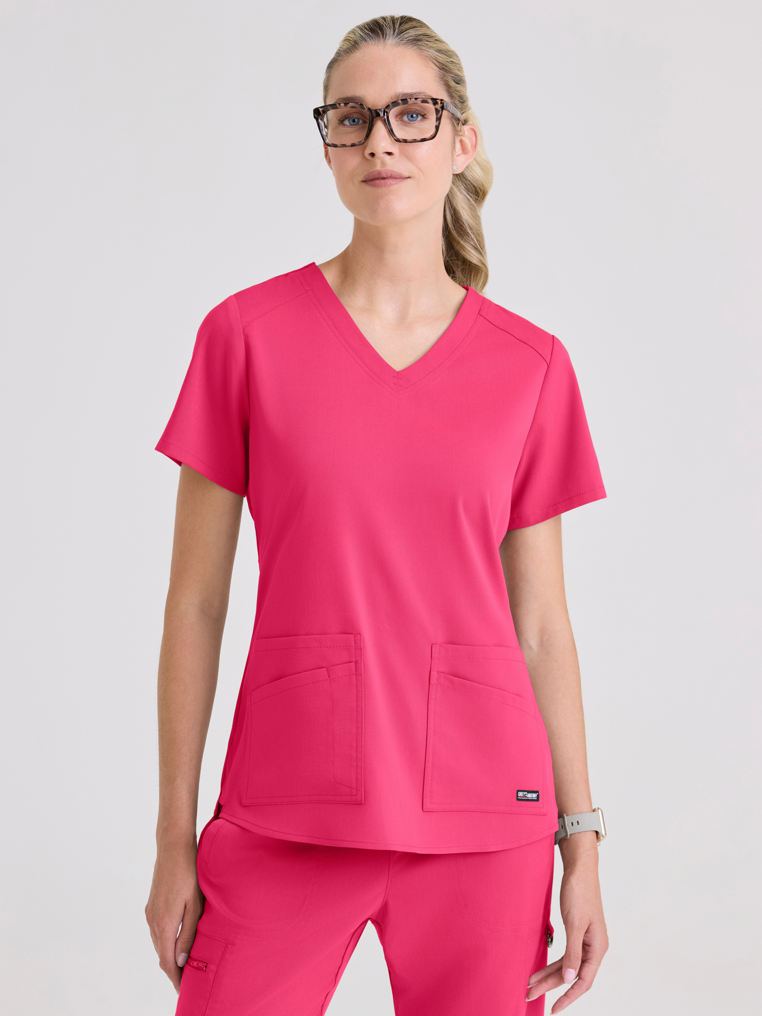 Emma 4-Pocket V-Neck Scrub Top Grey's Anatomy™ by BARCO® Spandex Stretch