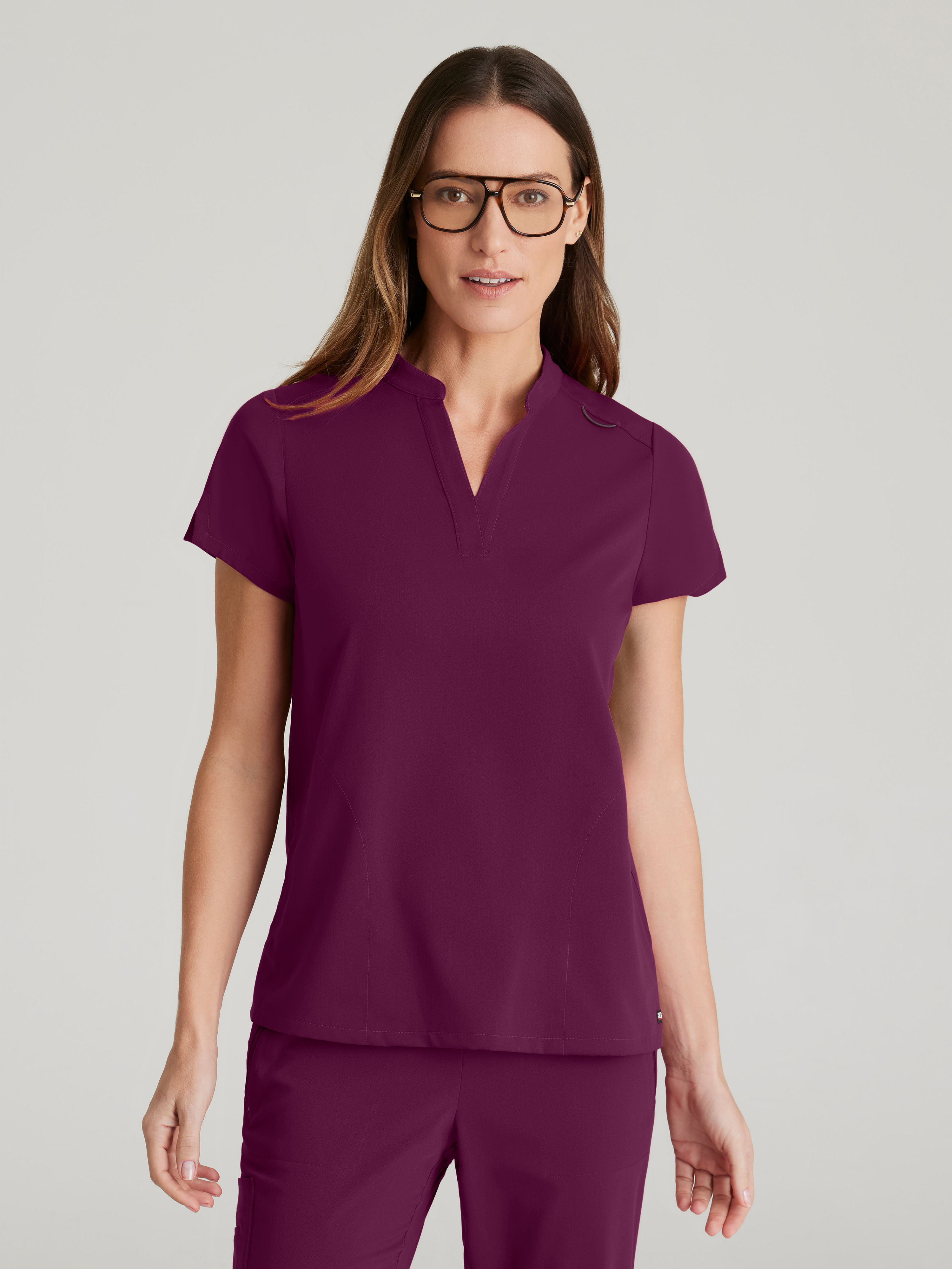 Avery 2-Pocket Banded Collar Top Grey's Anatomy™ by BARCO® Spandex Stretch