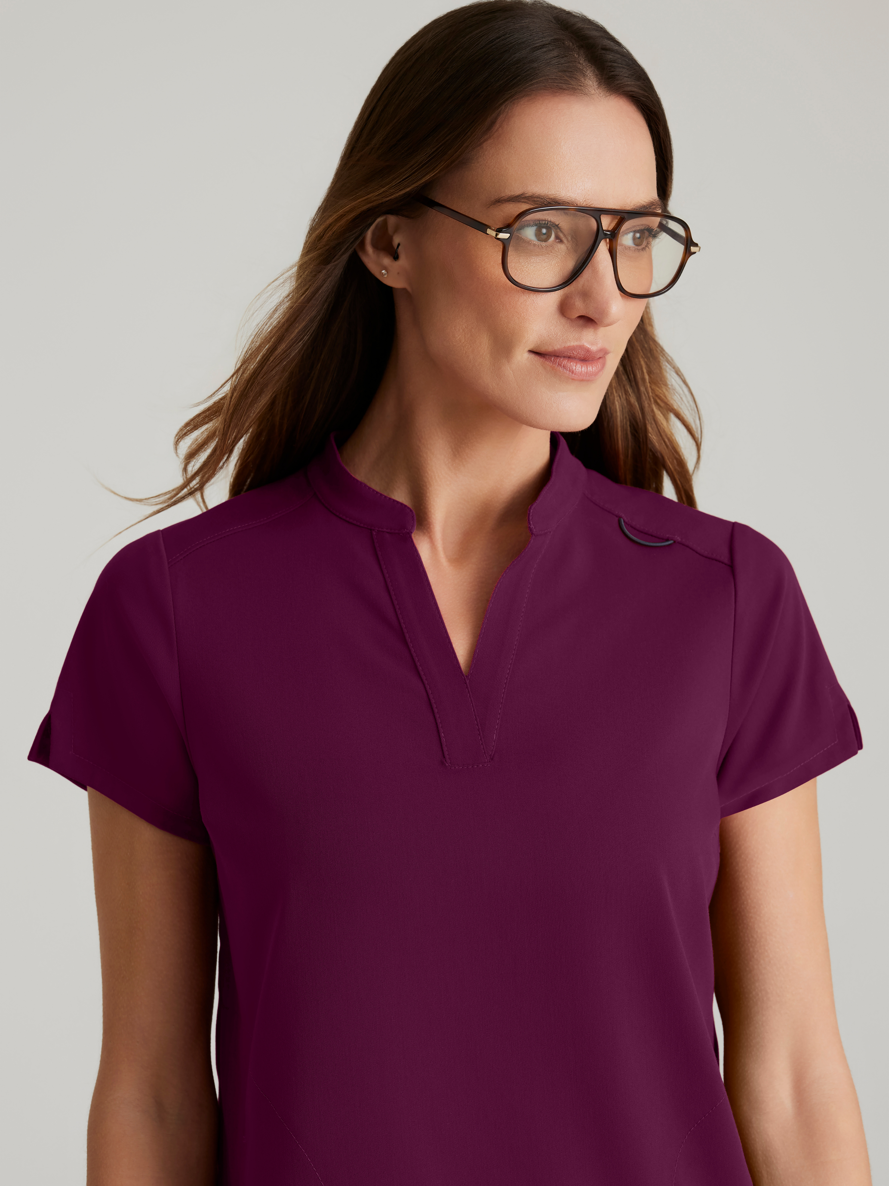 Avery 2-Pocket Banded Collar Top Grey's Anatomy™ by BARCO® Spandex Stretch