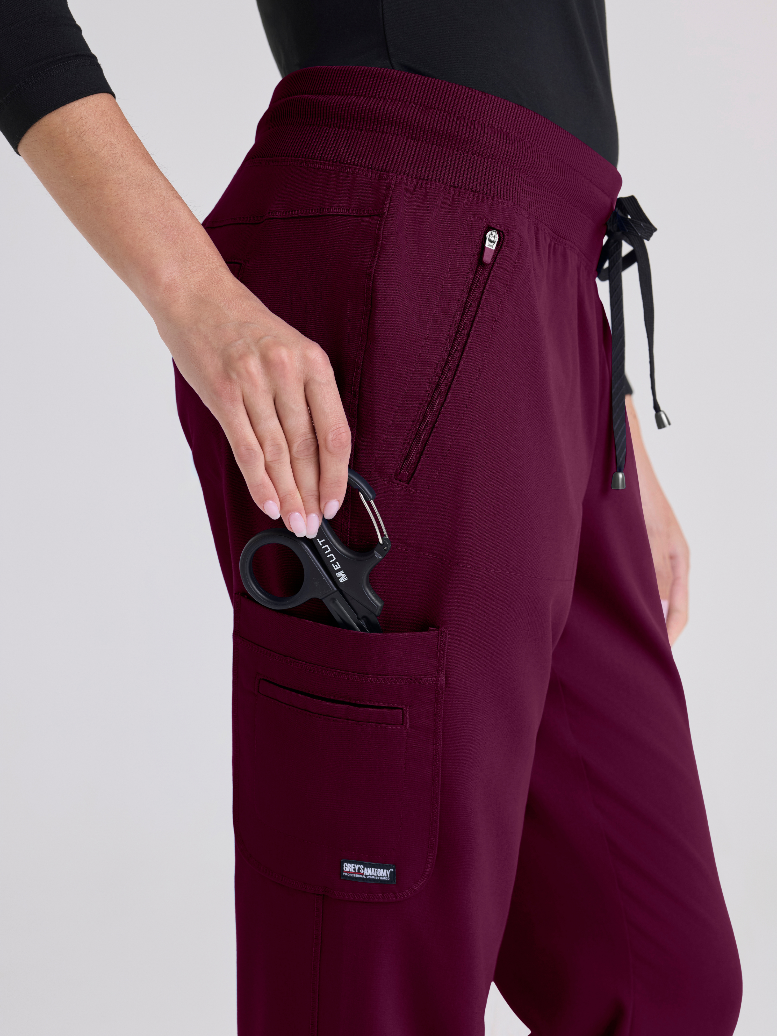 Eden 5-Pocket Mid-Rise Jogger Scrub Pant Grey's Anatomy™ by BARCO® Spandex Stretch