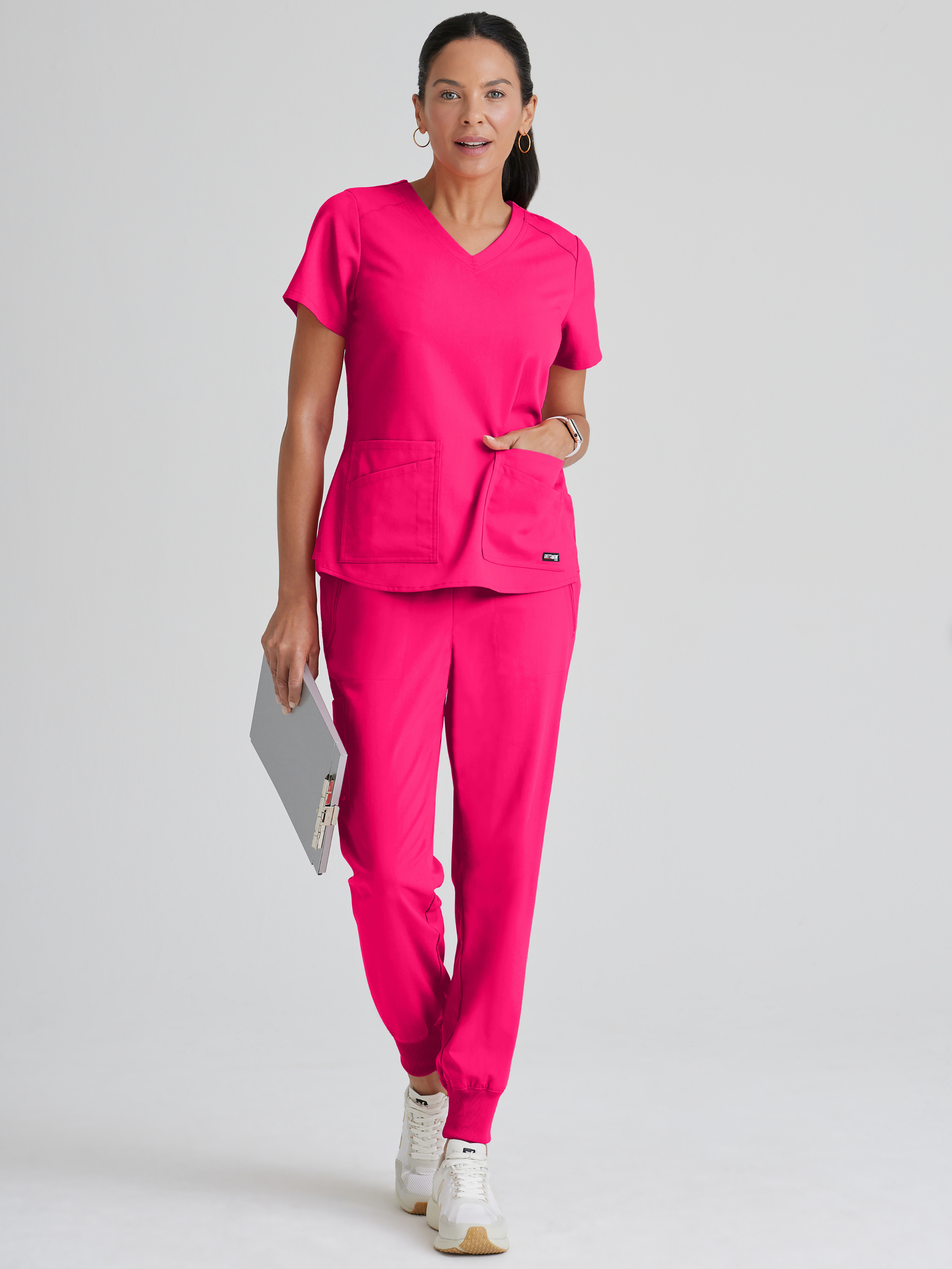 Emma 4-Pocket V-Neck Scrub Top Grey's Anatomy™ by BARCO® Spandex Stretch